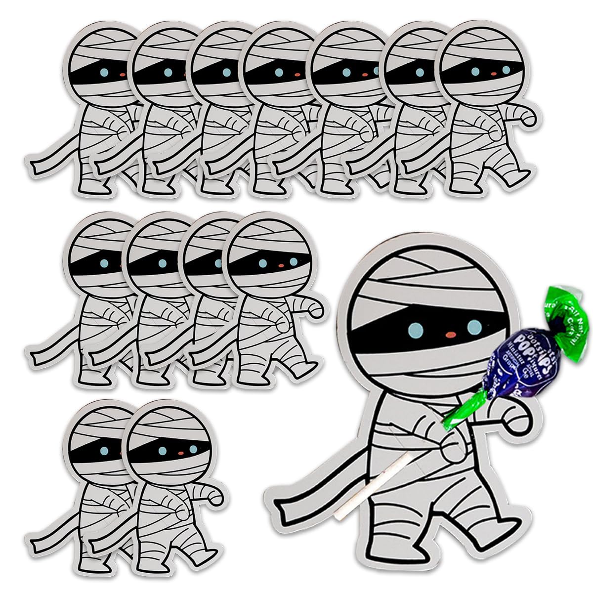 100 Pcs Halloween Candy Holder Paper Cards - Mummy Lollipop & Chocolate Wrappers - Party Decorations Supplies for Halloween Treats, Gifts & Favors - Perfect for Trick-or-Treating, Classroom Parties & Spooky Celebrations