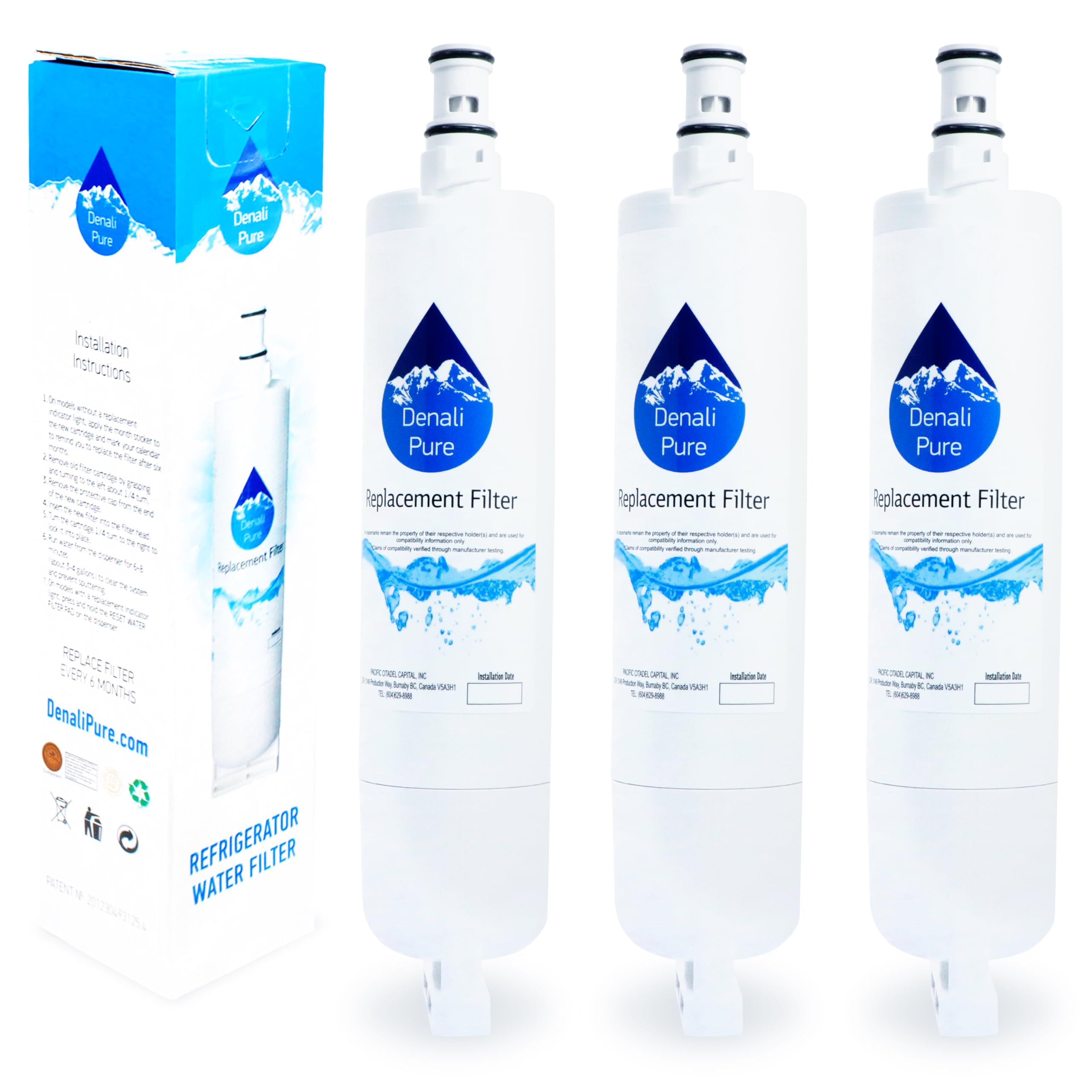 3-Pack Sears/Kenmore 10658285892 Refrigerator Water Filter Replacement - Compatible with 46-9010, 46-9902, 46-9908 Fridge Water Filter Cartridges | Pure Drinking Water for Home & Office Use