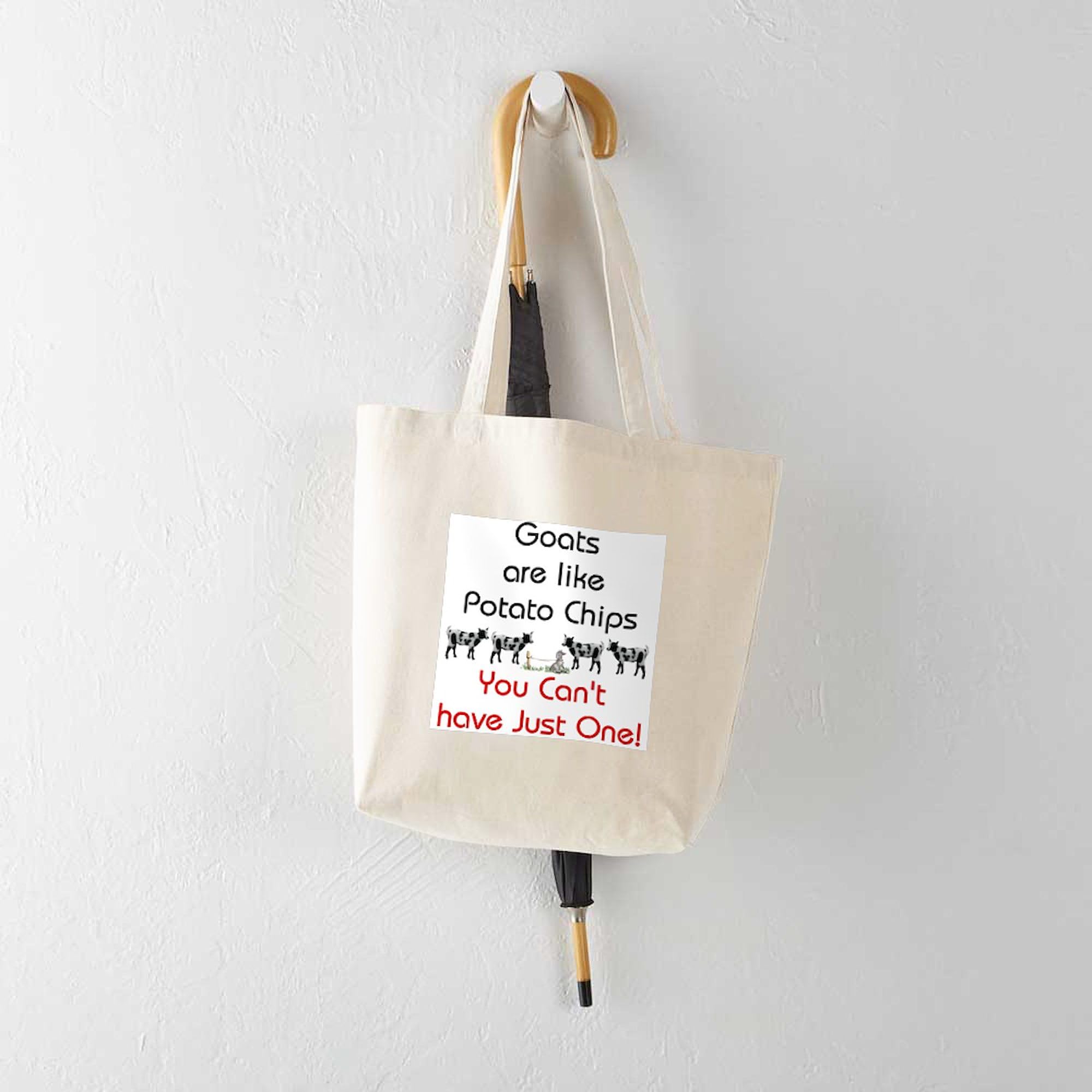 Goats Are Like Potato Chips Funny Canvas Tote Bag - Reusable Natural Cotton Shopping Bag for Groceries, Beach & Daily Use