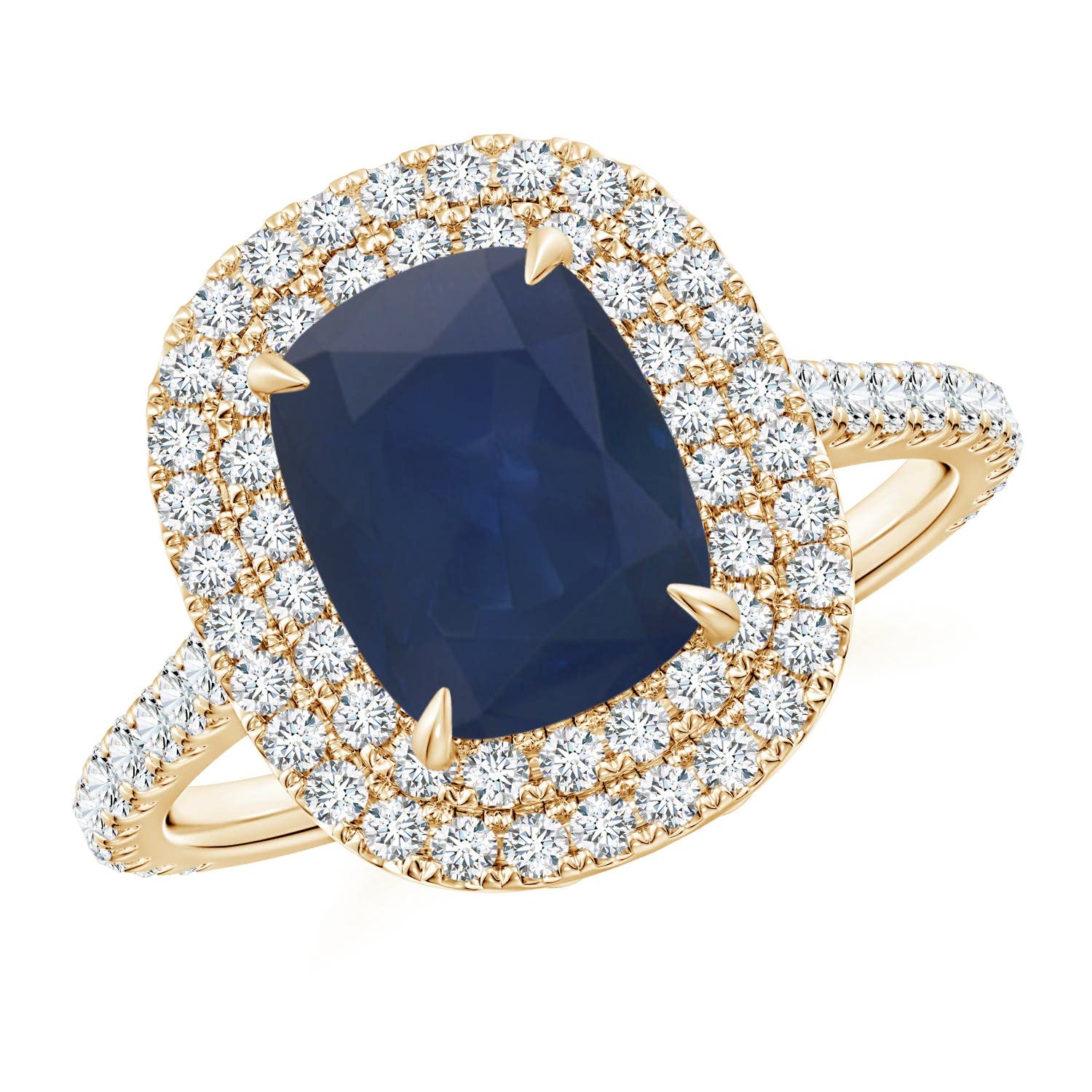 Angara Natural Blue Sapphire Halo Ring for Women - 14K Solid Gold/Platinum September Birthstone Jewelry | Elegant Gift for Her, Birthday, Wedding, Anniversary & Engagement | Perfect for Evening Galas, Romantic Dates & Special Occasions