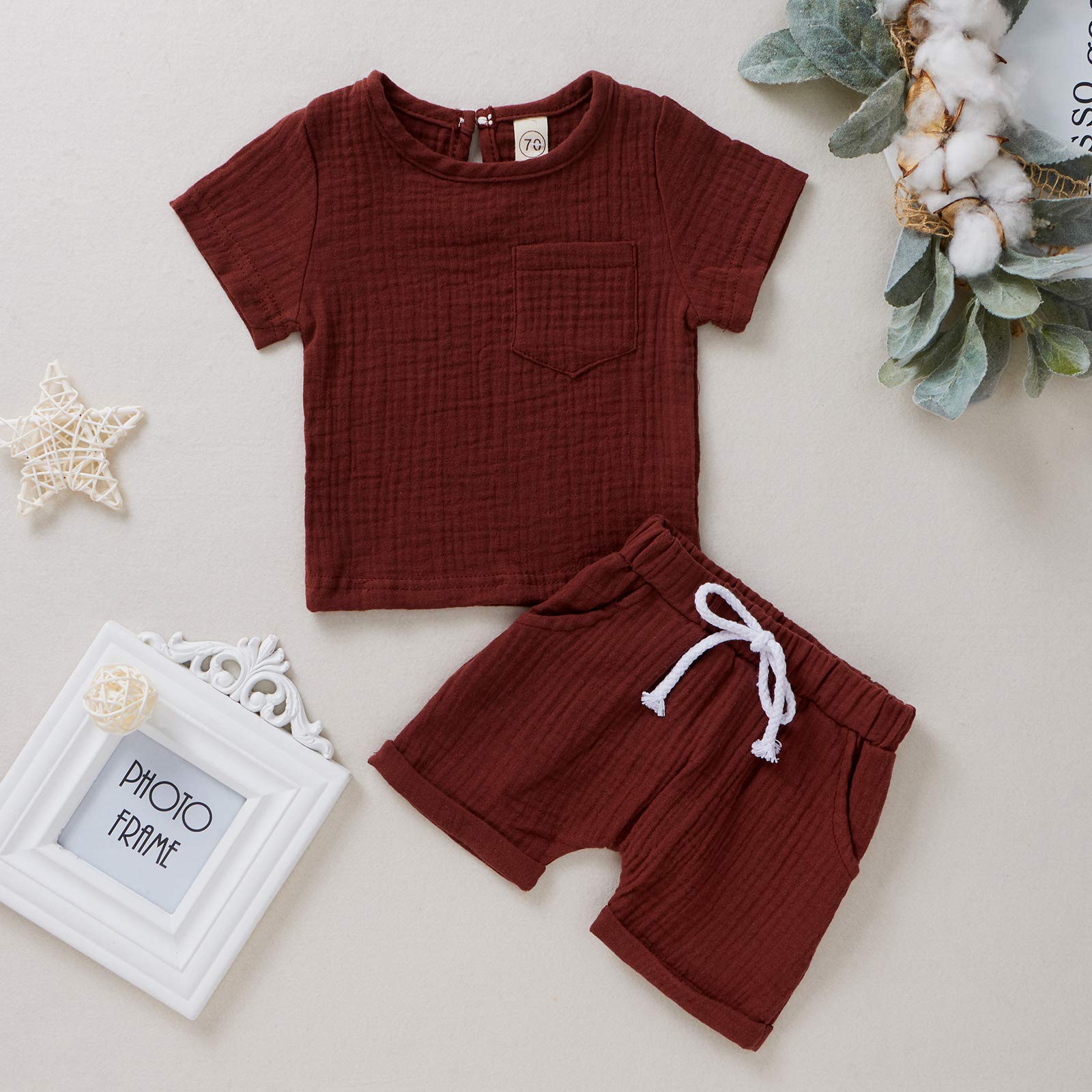 Ynibbim Baby Shorts Set - Unisex Cotton Linen Outfits for Boys & Girls | Infant Toddler Summer Clothes | Perfect for Playtime, Beach & Outdoor Activities