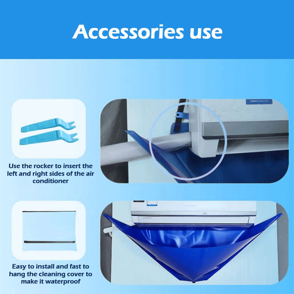 Waterproof Wall Mounted Split Air Conditioner Cleaning Cover Kit with 2.4m Water Pipe - Mini Split Dust Washing Clean Bag for 1~1.5P Household AC (135x60cm) | Easy DIY AC Maintenance for Home & Office