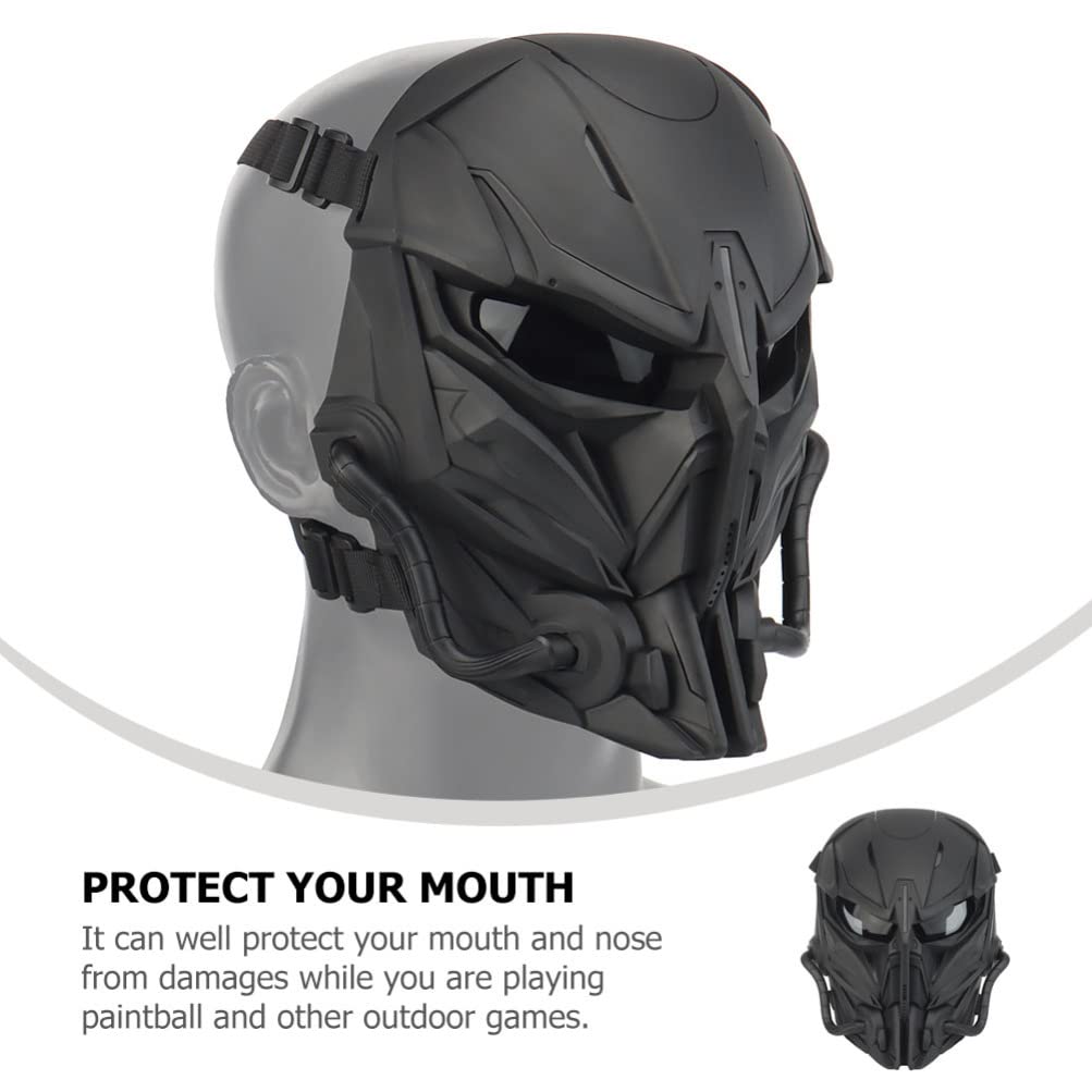 VOSAREA Black Electronic Helmet Cosplay Mask - Half Face Cover for Halloween Costume, Masquerade Party, Paintball & Outdoor Decor | Durable & Lightweight for Cosplay, Halloween Decorations & Themed Events