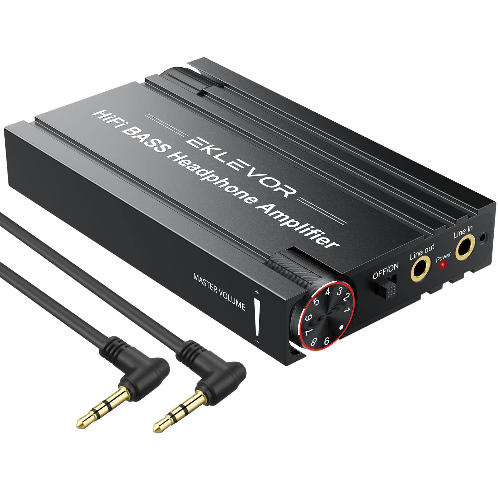 EKLEVOR Portable HiFi Headphone Amplifier with Bass Boost - 16-600Ω Impedance, Rechargeable Audio AMP, 3.5mm AUX Output for Mac, iPhone, iPad, MP3, MP4, PC, PS4 & PS5 Controller - Perfect for Gaming, Music Production & Travel