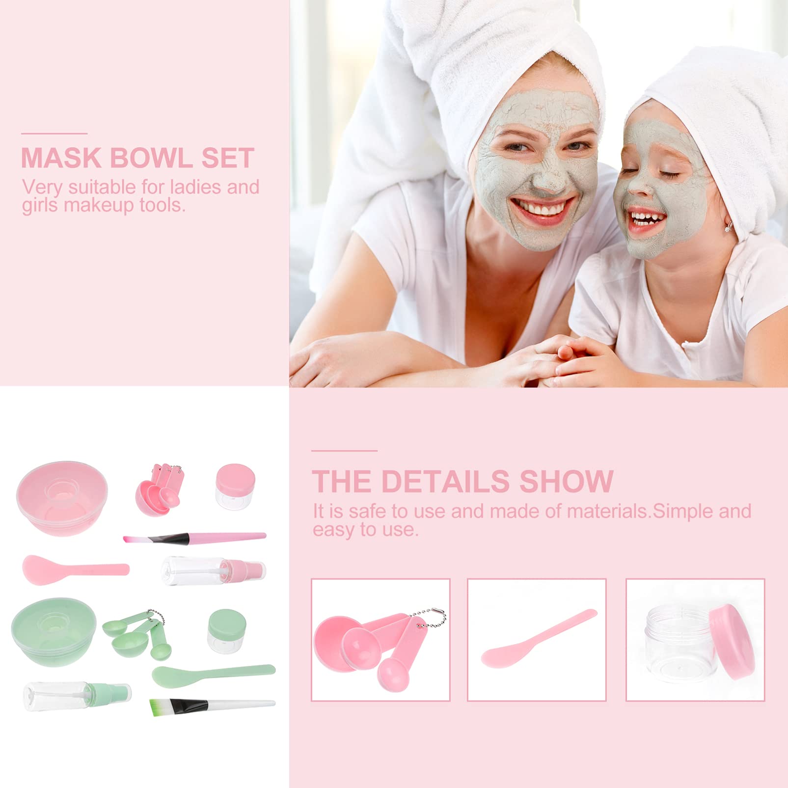 2 Sets DIY Facial Mask Bowl Kit with Stirring Rod, Brush & Anti-Drop Design - Professional Skincare Mixing Tools for Spa, Home Beauty & At-Home Facial Treatments