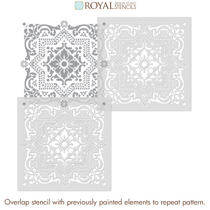 Lisboa Tile Stencil - Reusable DIY Ceramic Stencils for Home Decor, Wall Art & Craft Projects | Perfect for Bathroom, Kitchen Backsplash & Floor Tile Designs