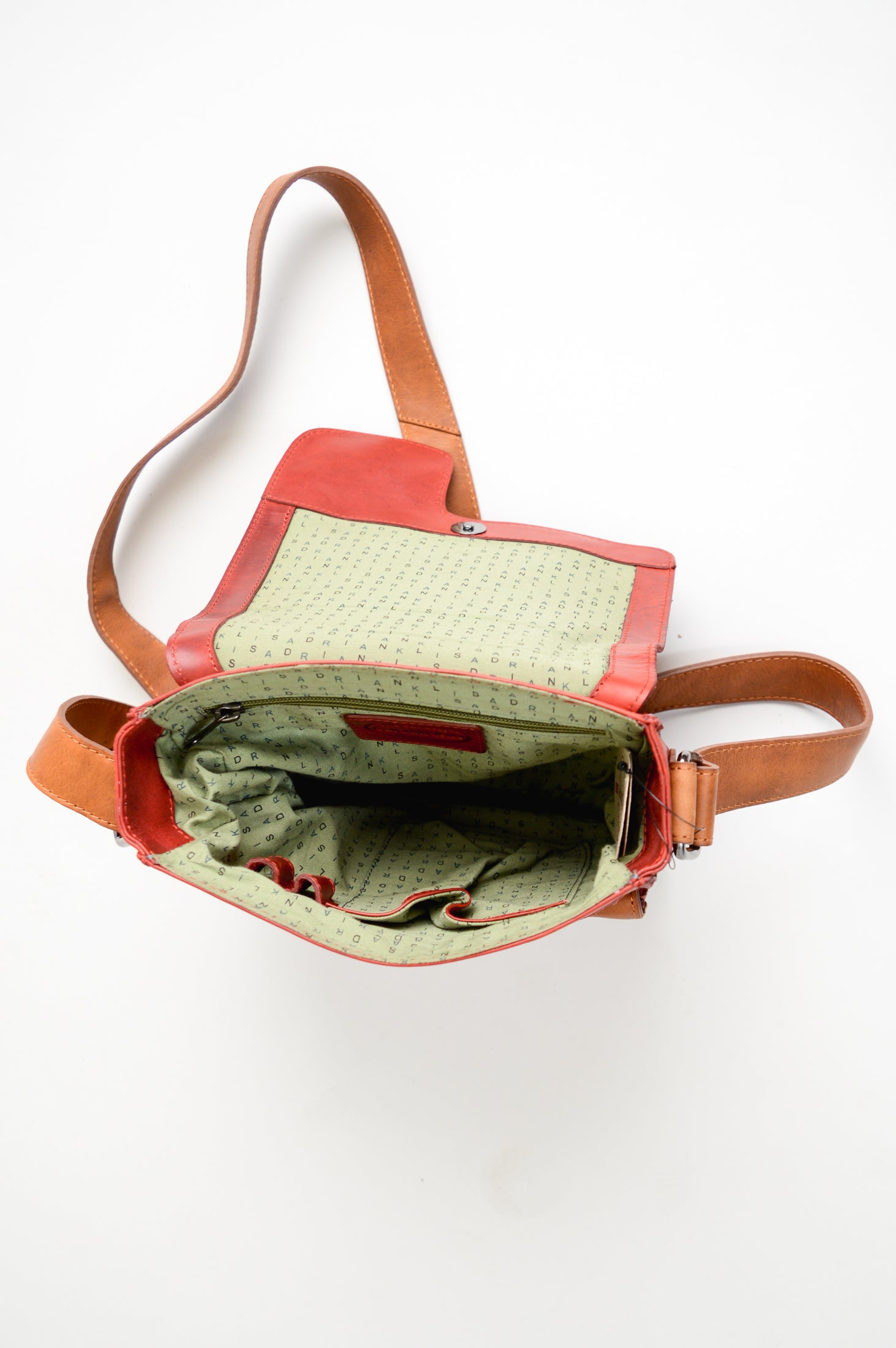 Premium Buffalo Leather Adrian Klis 1728 Bag in Red/Tan - Stylish & Durable Crossbody Bag for Women, Perfect for Work, Travel & Everyday Use