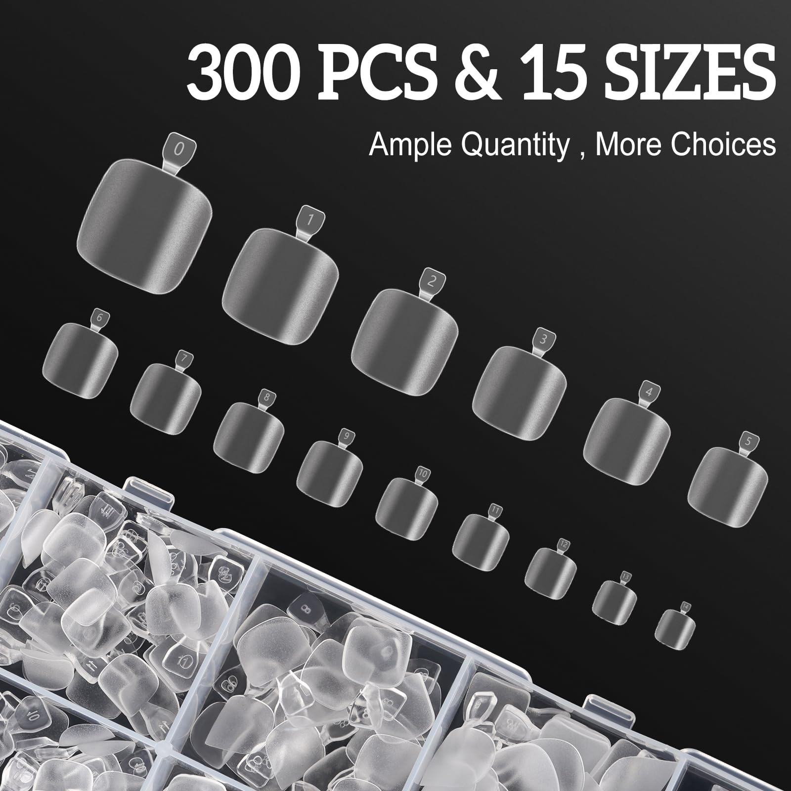 300 Pcs Press On Toe Nails - Short Square Fake Nails with Soft Gel Tips, 15 Sizes for Salon-Quality Manicures & Pedicures | Perfect for Nail Extensions, Home Use, Parties & Special Occasions