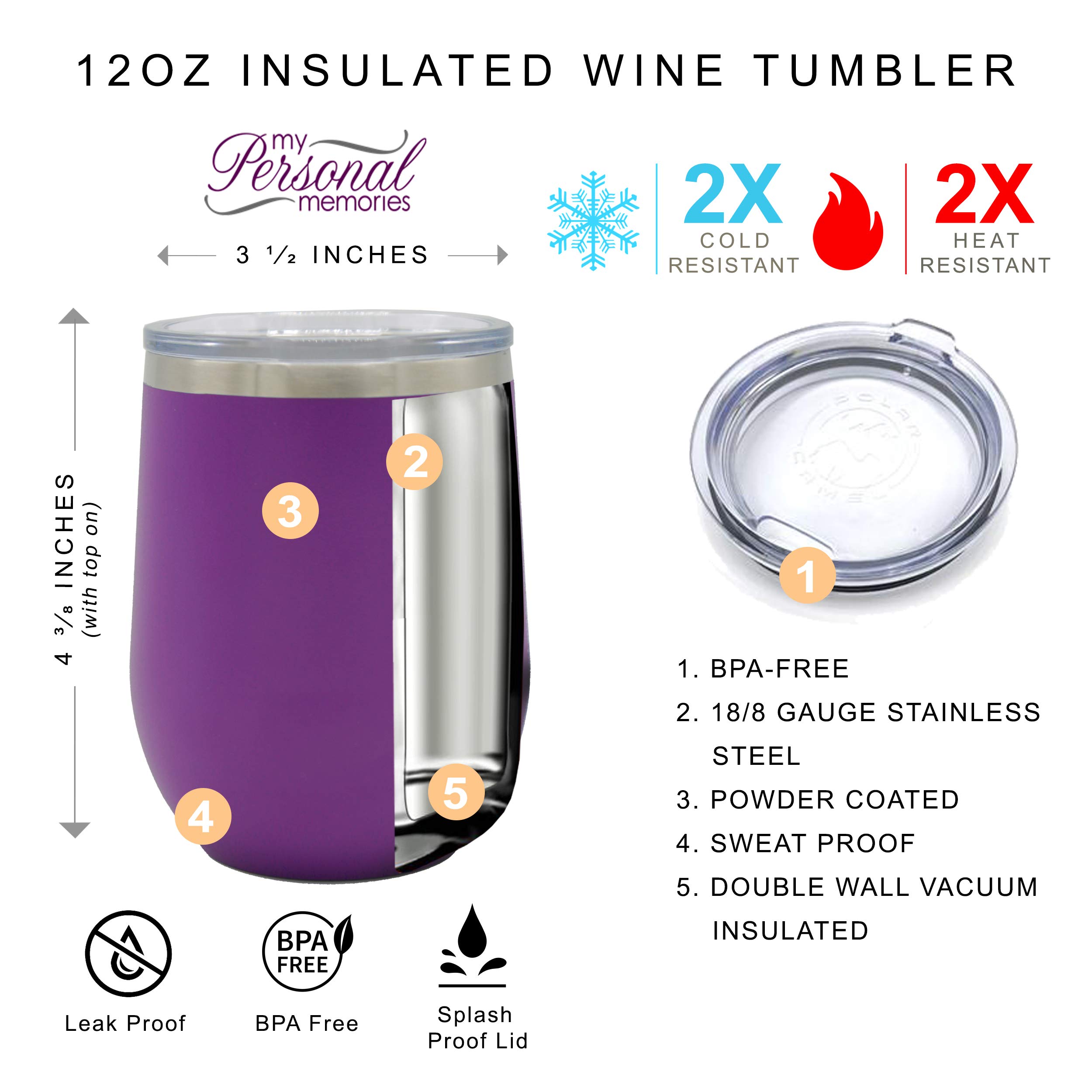Personalized Bridesmaid Wine Tumbler - Custom Monogrammed & Engraved Insulated Cup for Bachelorette Party, Wedding Gift - Keeps Drinks Cold for Hours - Perfect for Bridal Showers, Rehearsal Dinners & Girls' Night Out (Purple)