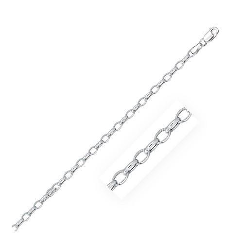 3.2mm 14k White Gold Oval Rolo Chain Necklace - 18 Inch Dainty Jewelry for Women - Perfect for Everyday Wear, Gifts & Special Occasions