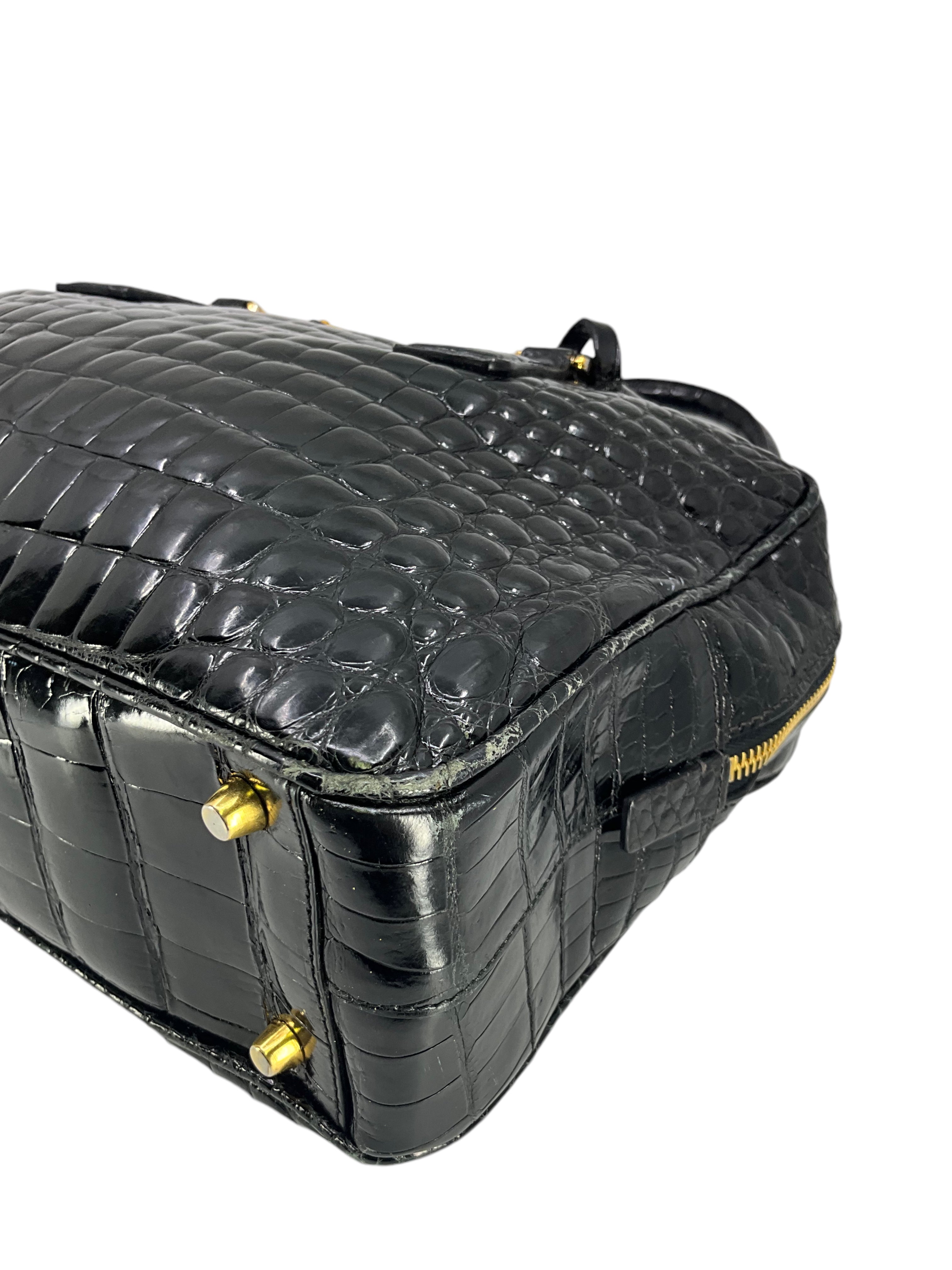 Prada Logo Crocodile Leather Doctor Satchel Bag - Luxury Designer Handbag for Women, Perfect for Work, Travel & Evening Events