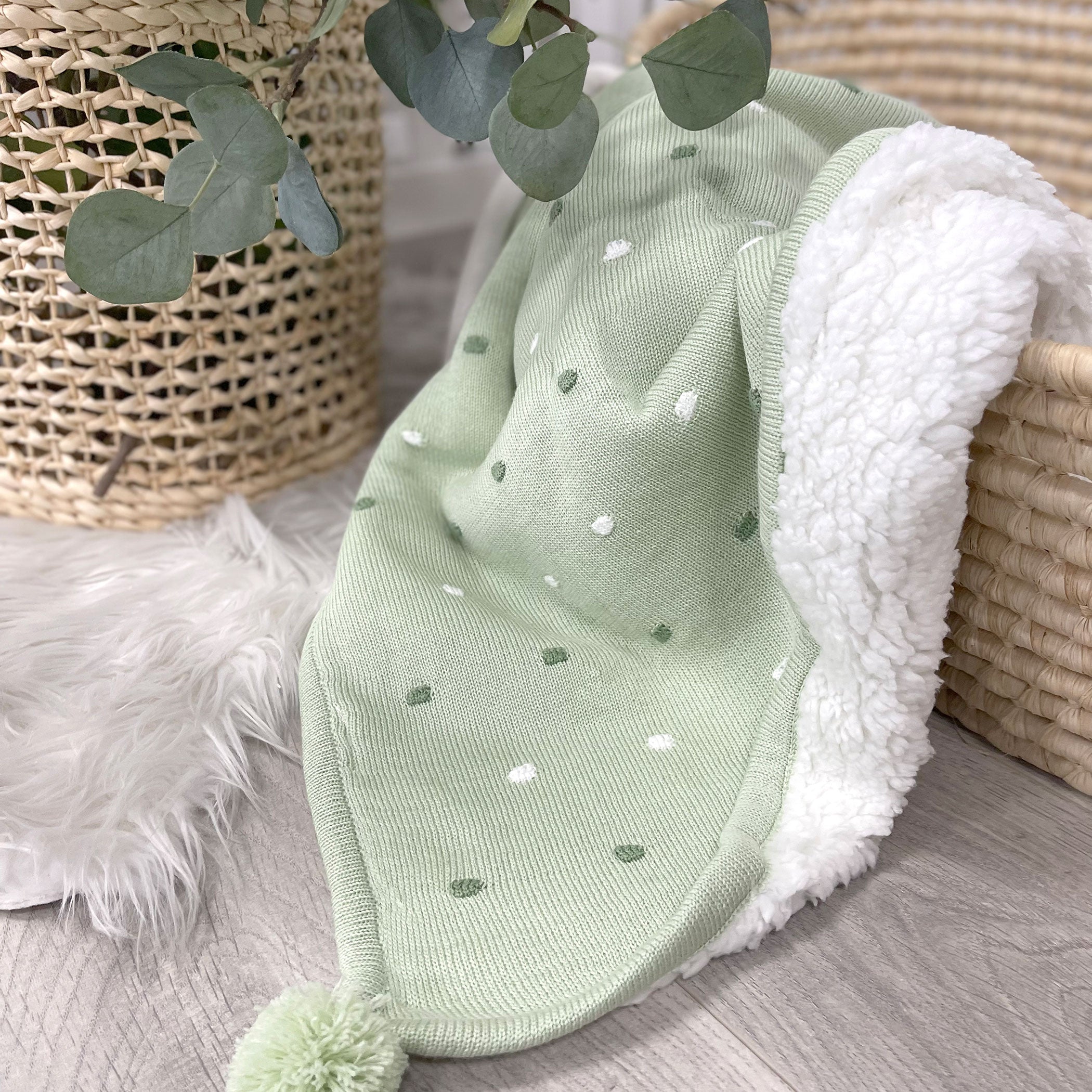 Soft & Cozy Confetti Cotton Knit Blanket - Olive Green for Bed, Sofa & Nursery - Perfect for Gifts, Home Decor & Relaxation