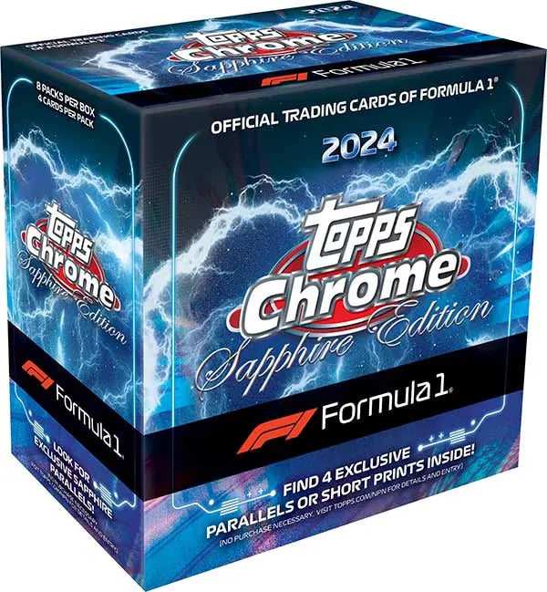 2024 Topps Chrome Formula 1 Sapphire Edition Hobby Box - Premium F1 Trading Cards Collection for Collectors & Fans - Perfect for Display, Trading, and Investment