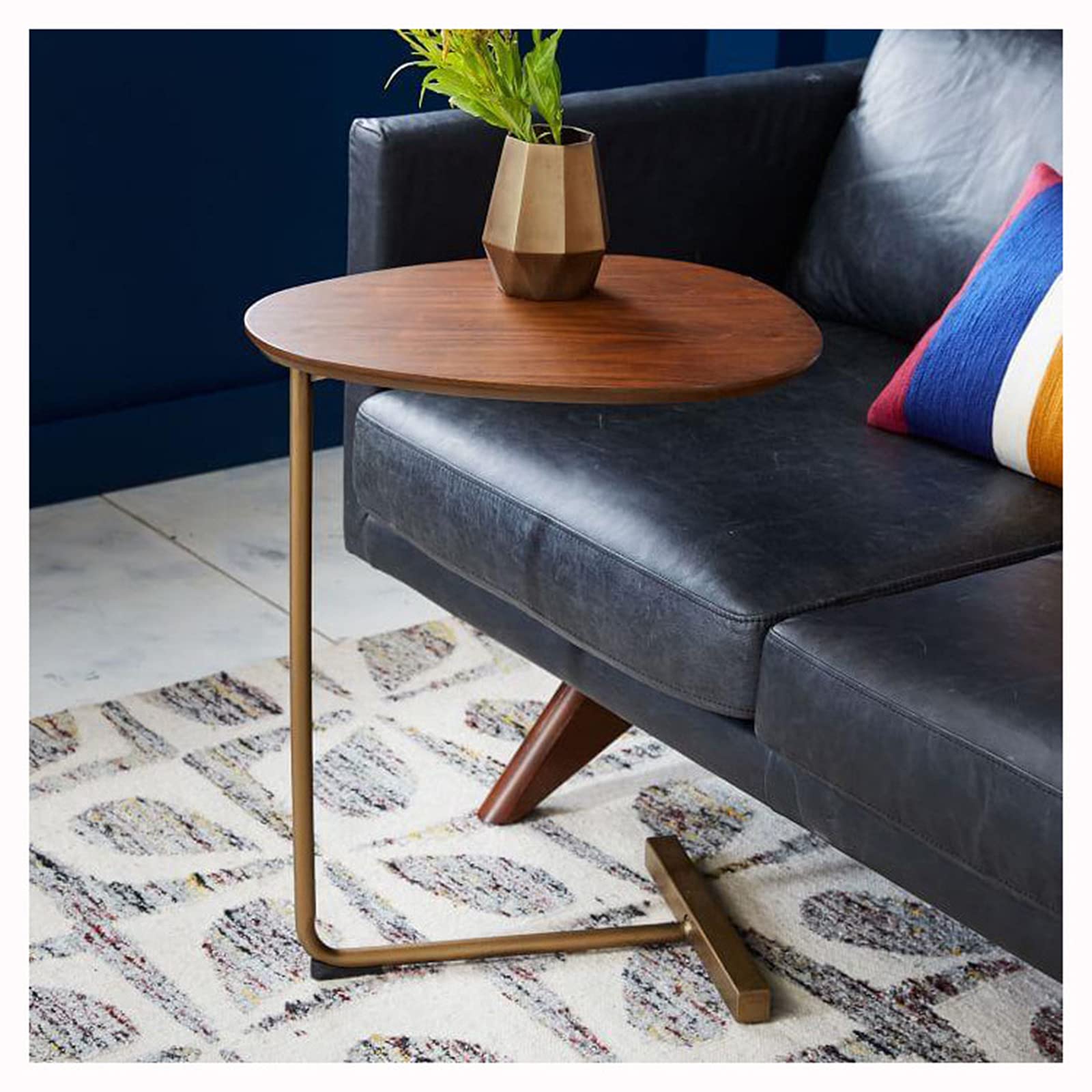 Nordic Iron Art Oval Coffee Table - Small Modern Side Table for Living Room, Bedroom, Office | Perfect as Bedside Table, Reading Table, or Laptop Desk for Home & Workspace