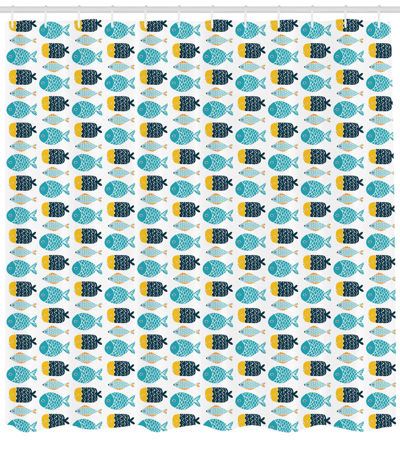 Ambesonne Cartoon Fish Shower Curtain - Colorful Scales Underwater Animal Print Bathroom Decor with Hooks - Perfect for Kids' Bathrooms, Beach Theme Decor & Aquatic Nursery Designs