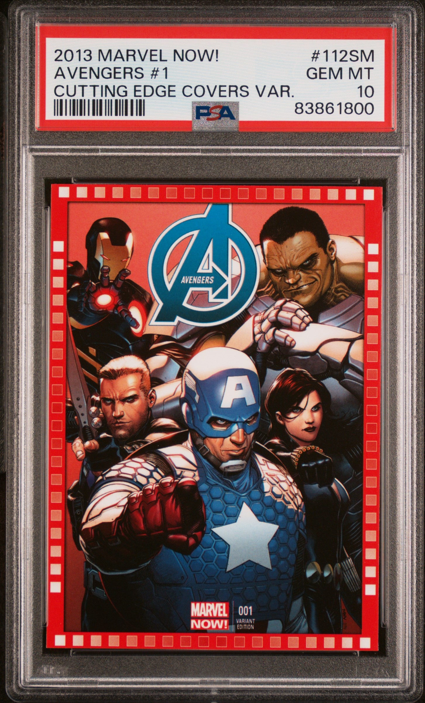 2013 Upper Deck Marvel NOW! Cutting Edge Covers Variants Avengers #1 #112SM PSA 10 Graded Comic - Collectible for Marvel Fans & Investors | Perfect for Display, Gifting, and Comic Book Collections