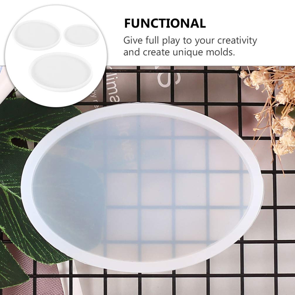 ARTIBETTER 3-Pack Silicone Resin Tray Molds - Oval Shaped Epoxy Platter & Coaster Molds for DIY Crafting, Crystal Clear Resin Casting - Perfect for Home Decor, Jewelry Displays & Gift Making