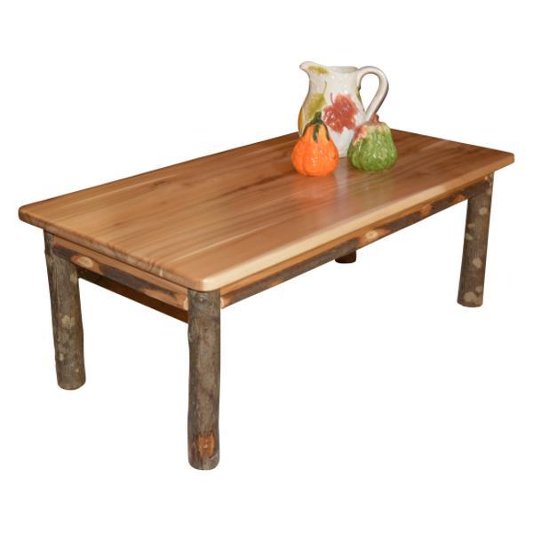 Solid Hickory Wood Coffee Table - Rustic Farmhouse Style Living Room Furniture for Home Decor & Relaxation