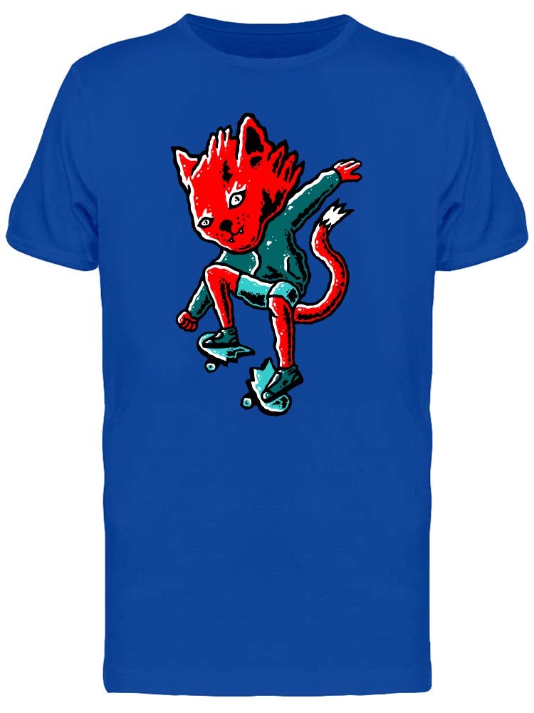 Red Cat Broken Skateboard Graphic T-Shirt for Men - Casual Streetwear Tee for Skateboarding, Concerts & Everyday Wear