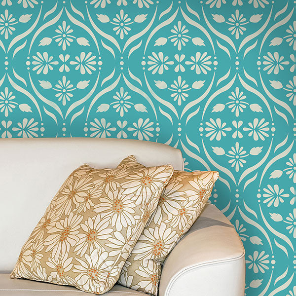 Chloe Floral Trellis Wall Stencil - Reusable DIY Painting Template for Home Decor, Nursery, Bedroom & Living Room Wall Art Projects