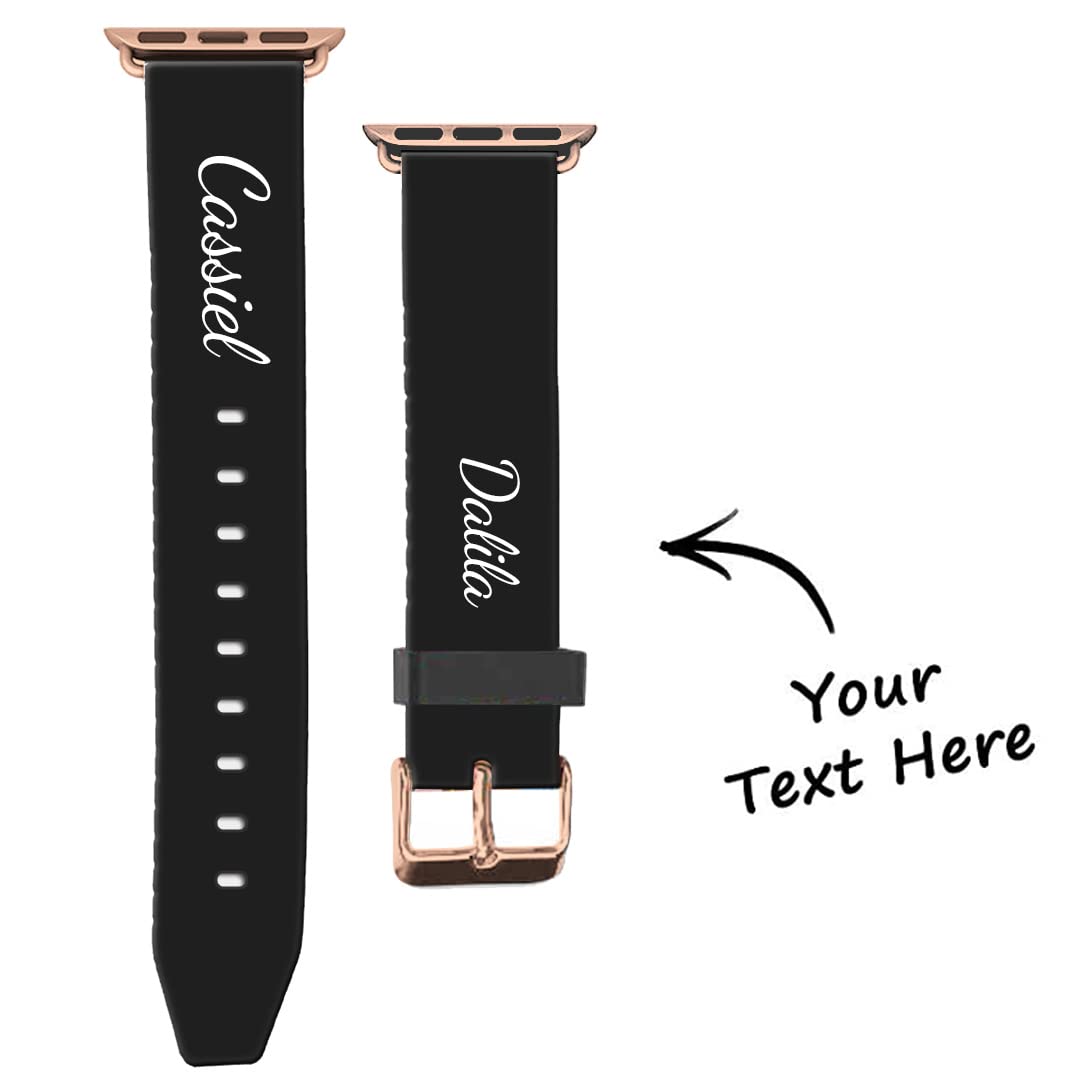 Custom Personalized Photo Watch Band for Apple Watch 42mm 44mm 45mm - Engraved Name Silicone Sport Loop with Golden Buckle - Compatible with iWatch Series 7/6/5/4/3/SE - Perfect Gift for Men & Women - Gym, Running, Workout, Everyday Wear
