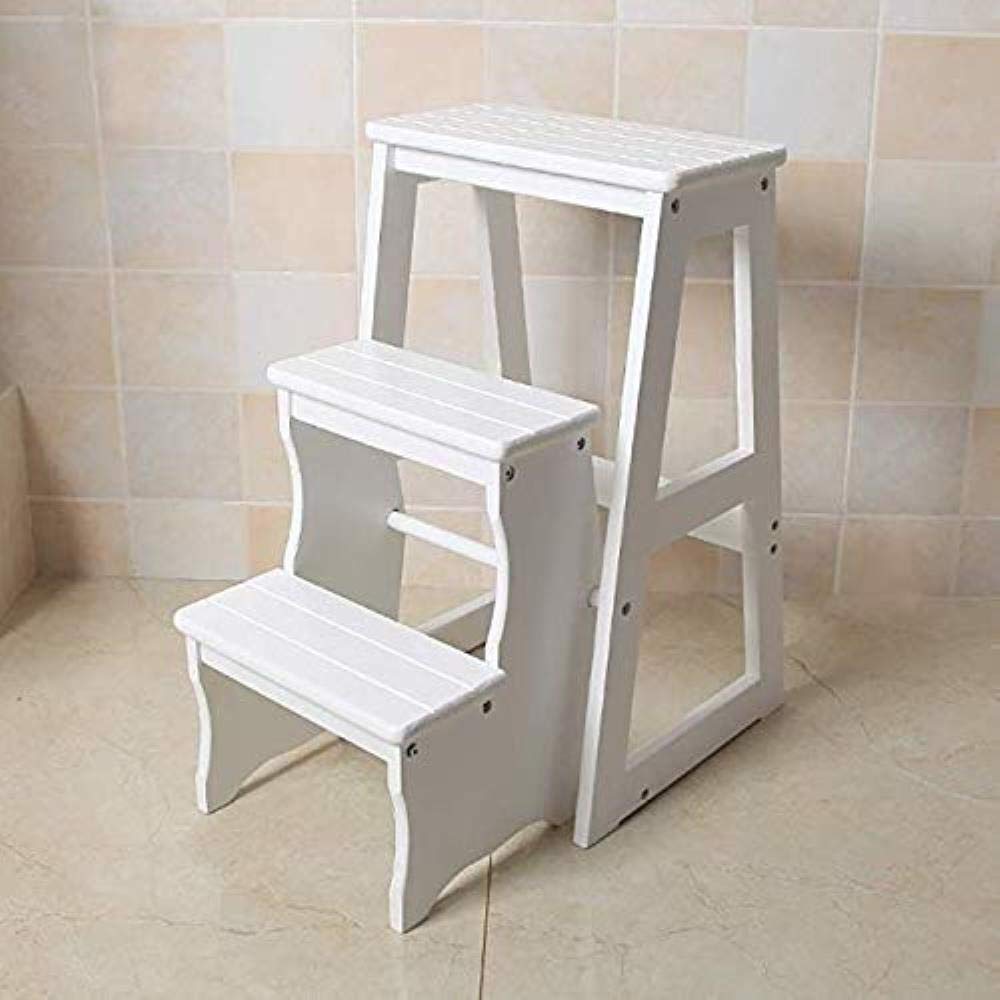 KAZUP Wooden Step Stool for Kitchen, Foldable Multifunctional Ladder Stool with Non-Slip Feet - Perfect for Home, Office, and Kids' Safe Climbing