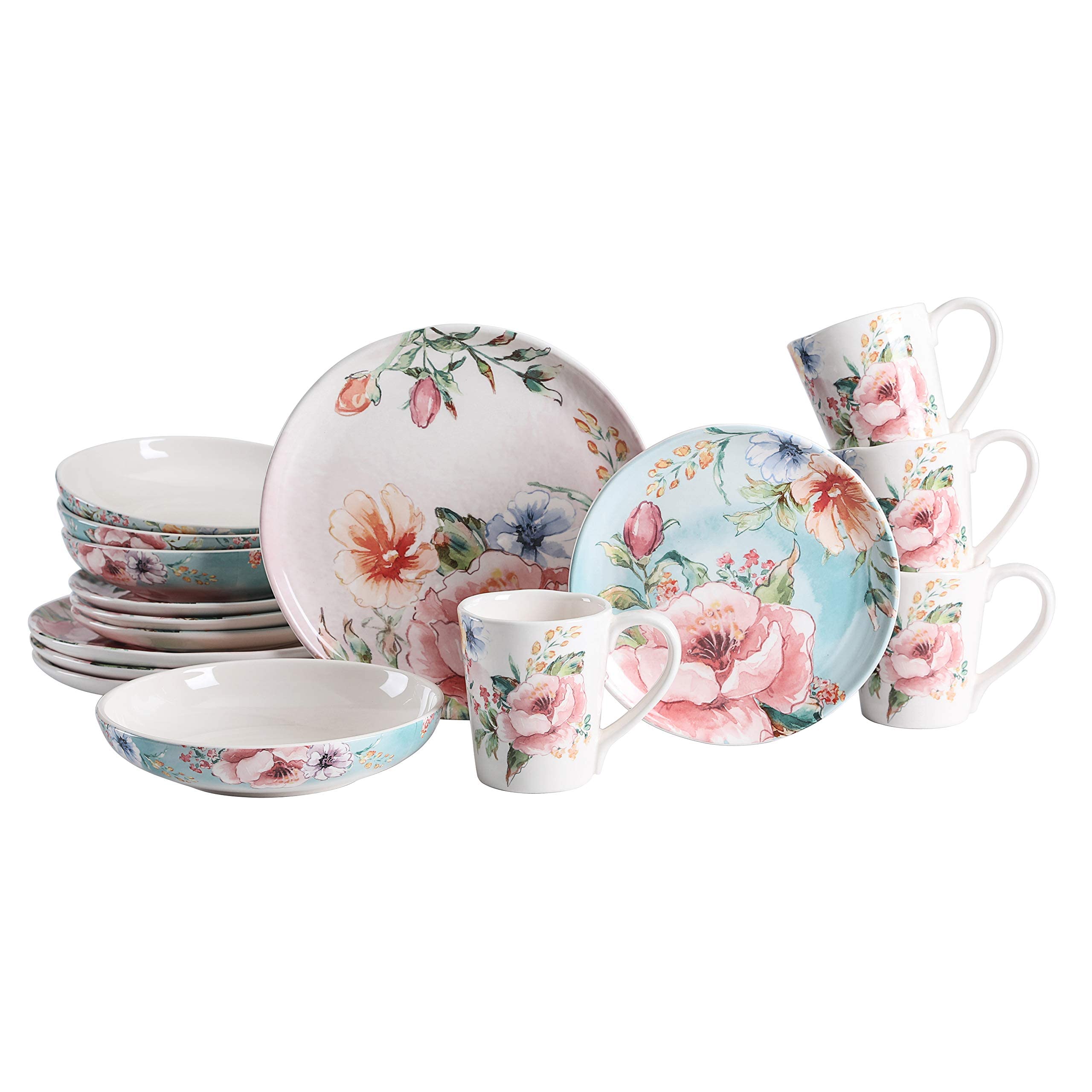 Bico Margret's Garden 16-Piece Ceramic Dinnerware Set, Service for 4 - Includes 11