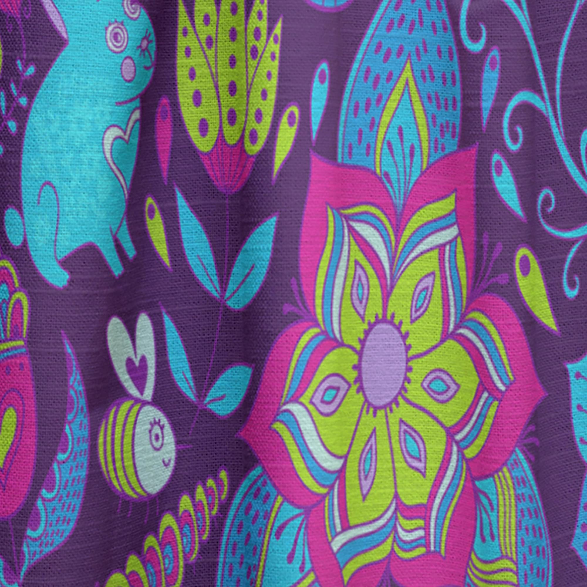 DesignQ Romantic Doodle Floral Print Blackout Curtains - Thermal Insulated Single Panel (52x108 inches) for Bedroom & Living Room - Elegant Window Drapes for Home Decor & Light Blocking