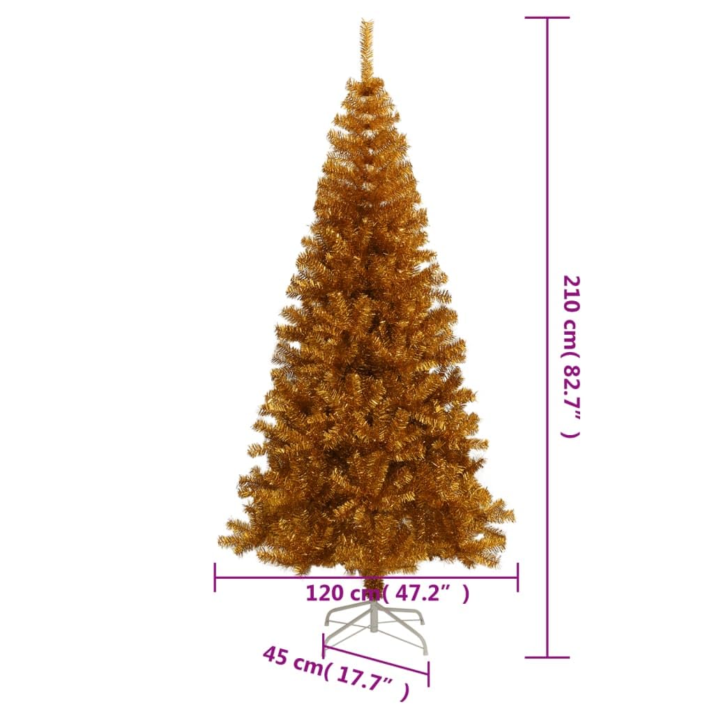 7ft Premium Artificial Christmas Tree with Gold Stand - Realistic PET Branches for Holiday Home Decor & Festive Celebrations