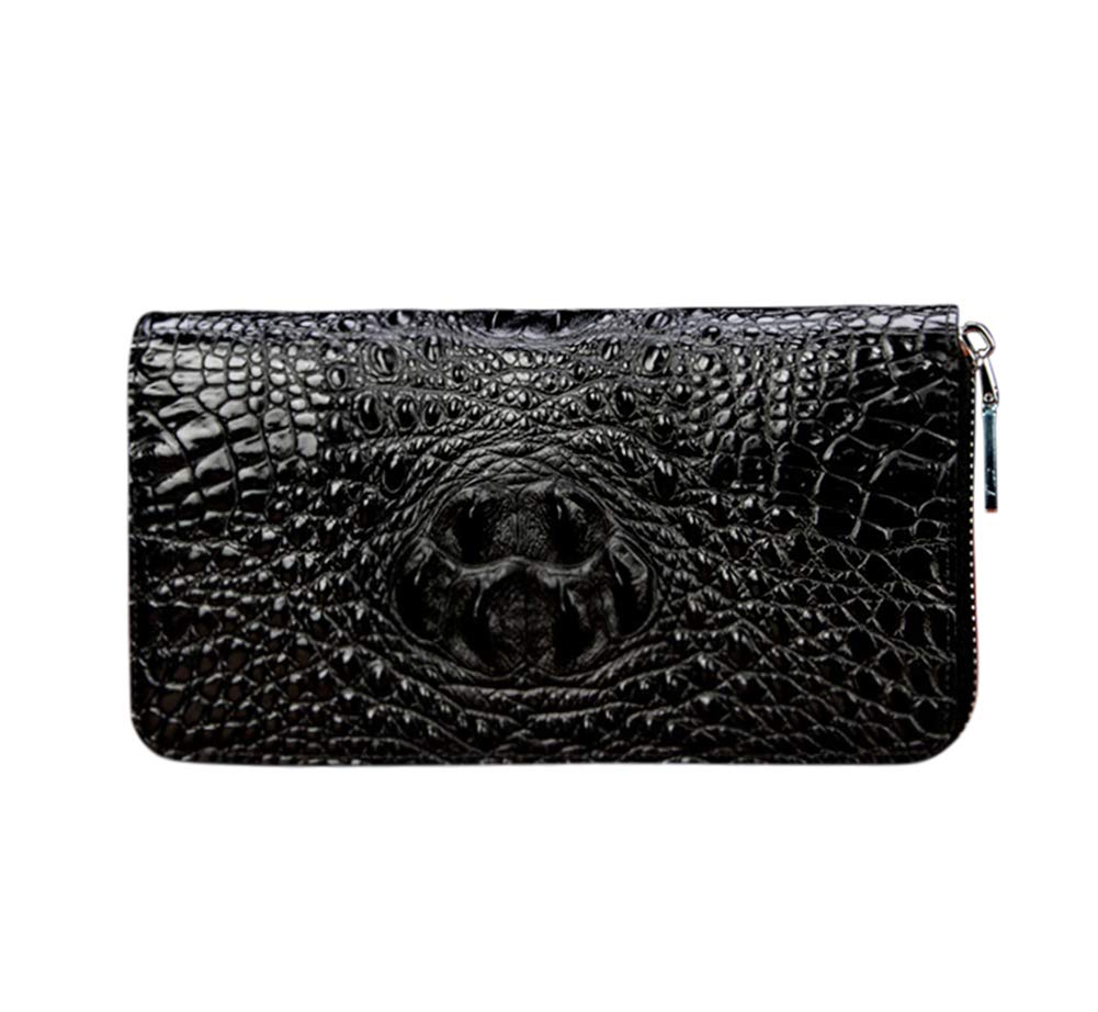 Men's Leather Wallet Pouch with Crocodile Pattern - Slim RFID Blocking Clutch Bag for Daily Use, Travel & Business