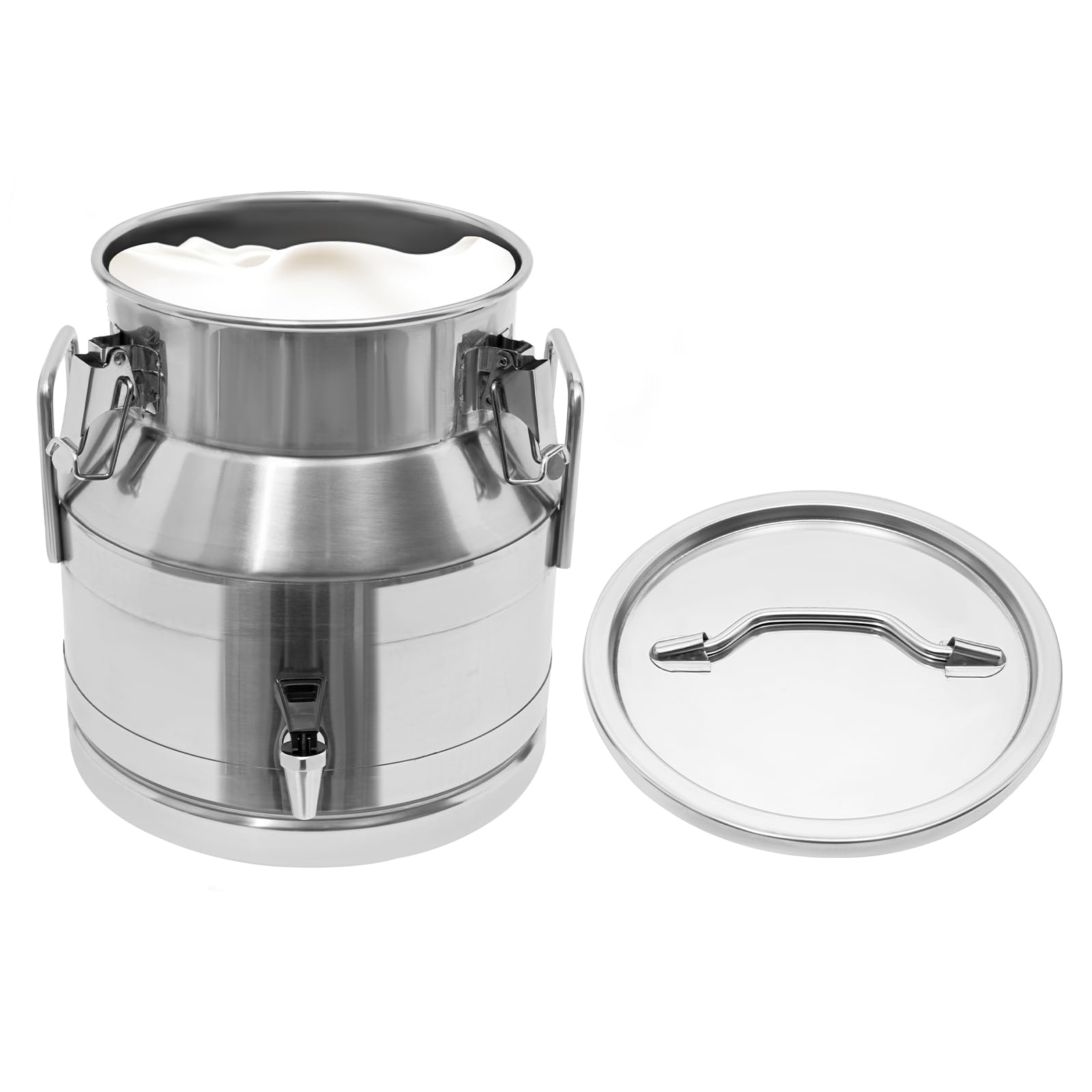 20L/5.28 Gallon Stainless Steel Milk Can with Faucet - Heavy Duty Milk Jug, Wine Pail & Liquid Storage Container - Airtight Grain, Wine & Beverage Tank for Farm, Brewery & Commercial Use