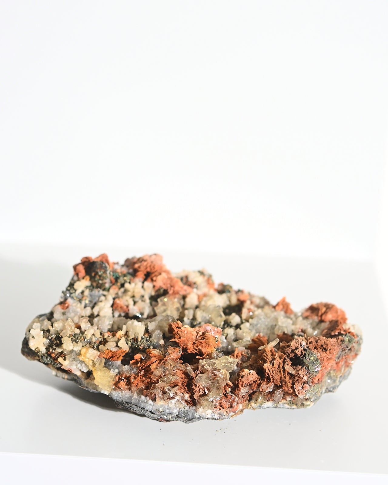 Natural Chalcopyrite Hematite Red Quartz Crystal Cluster with Galena - Healing Stones for Meditation, Reiki, and Home Decor