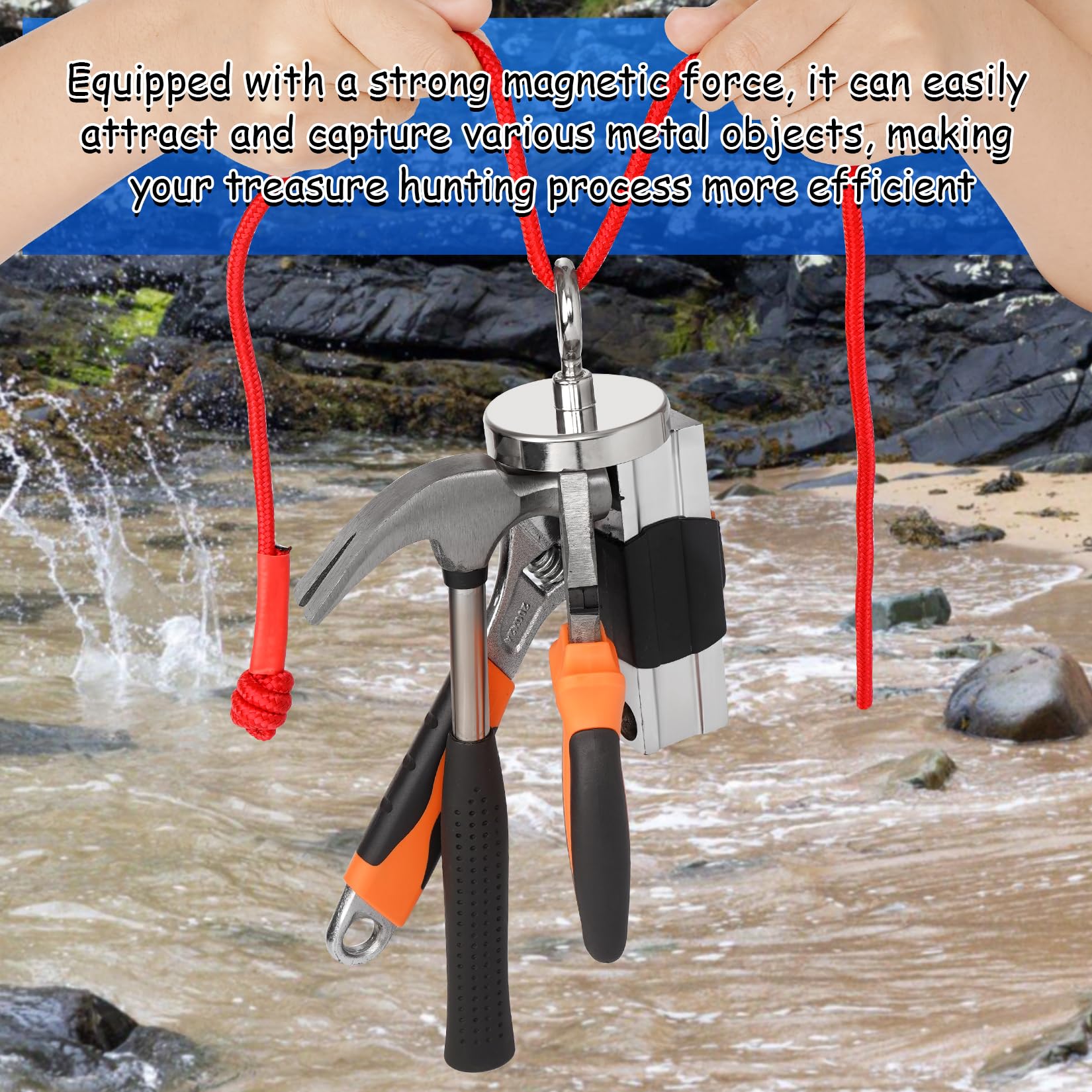 Grtard Super Strong Neodymium Fishing Magnet 300 lbs (136 KG) Pulling Force - Rare Earth Magnet with Countersunk Hole Eyebolt - 1.97 inch (50mm) Diameter for River Treasure Hunting, Magnetic Fishing & Metal Retrieval - Perfect for Underwater Search, Salvage Operations & DIY Projects