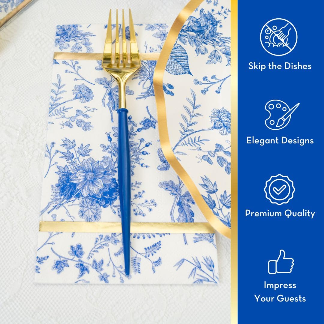 Sophistiplate 64-Piece Elegant Tableware Set - Premium Heavyweight Decorative Paper Plates for Party Decorations - Includes Dinner Plates, Salad Plates & Napkins - Perfect for Weddings, Birthdays, Baby Showers & Holiday Celebrations