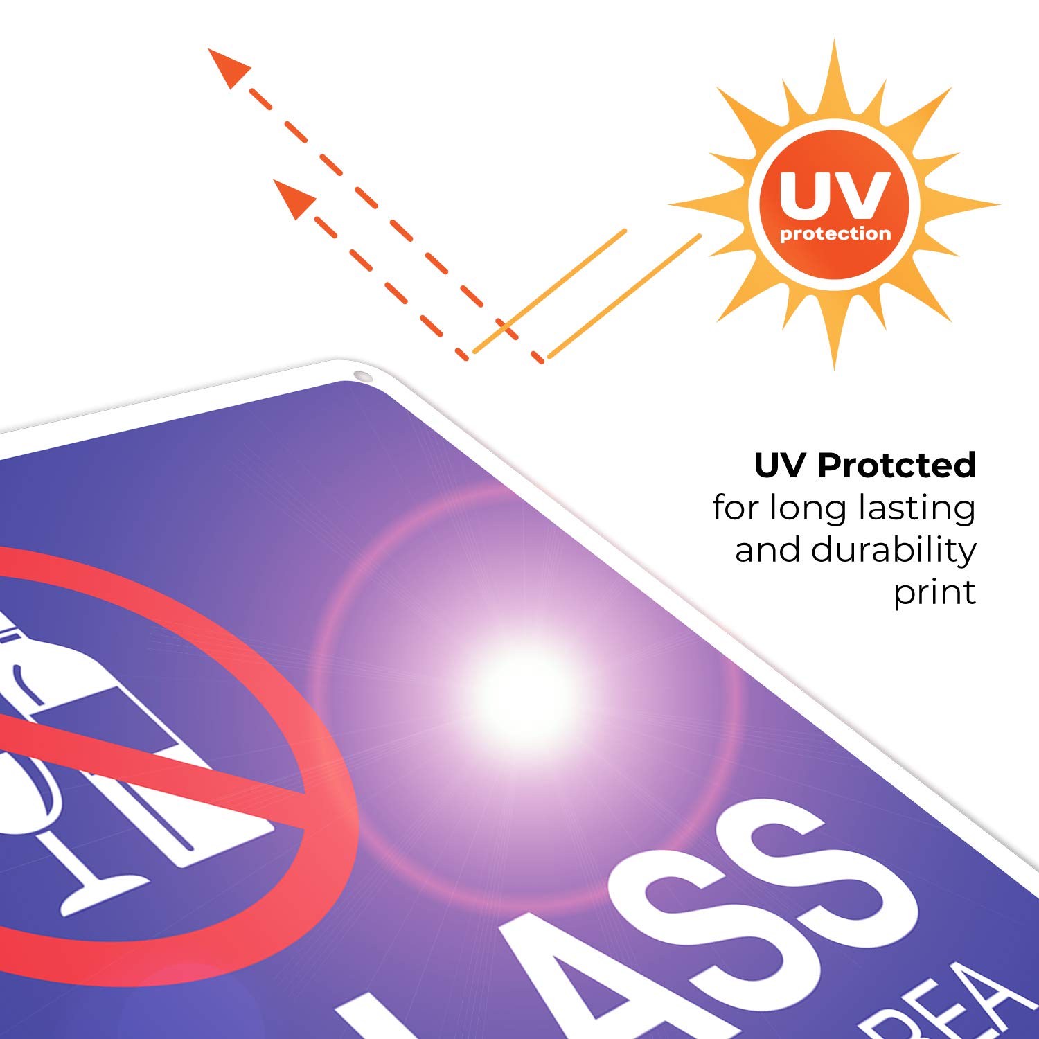 No Glass Allowed in Pool Area Sign - 10x14 Inch Rust-Free Aluminum Pool Sign | Weatherproof & Fade Resistant | Easy Mounting for Indoor/Outdoor Use | Made in USA | Perfect for Swimming Pools, Water Parks & Public Aquatic Facilities