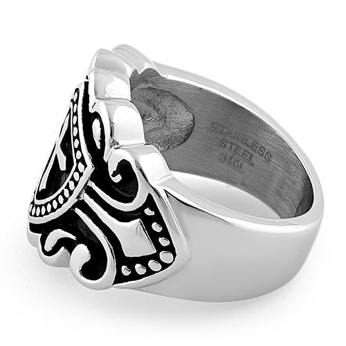 Stainless Steel Cross Crest Shield Ring for Men - Gothic Punk Jewelry, Religious Symbol Ring - Perfect for Everyday Wear, Gift Giving & Alternative Fashion