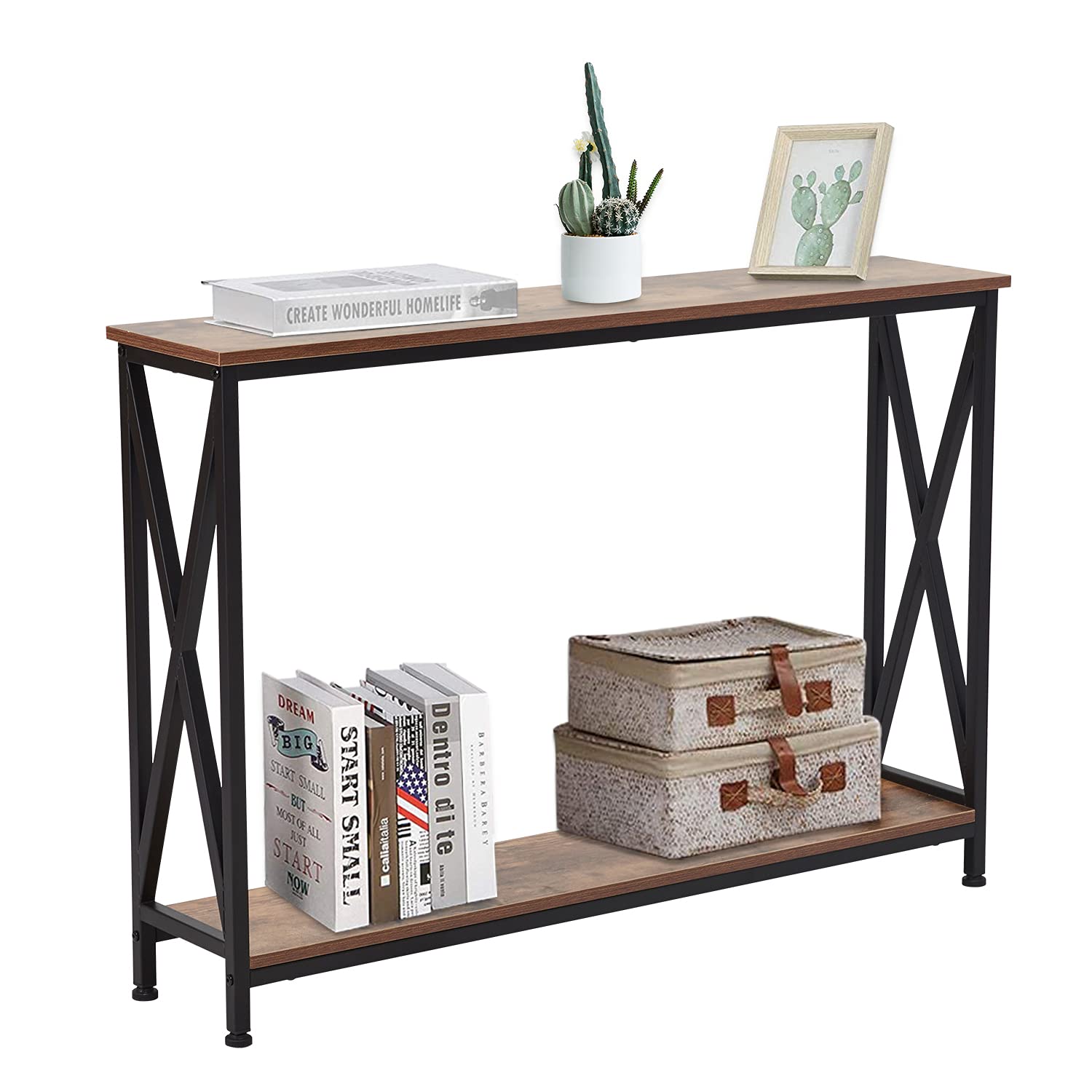 Rustic Brown Entryway Console Table - Hallway Sofa Side Table for Living Room, Office, Foyer | Perfect for Home Decor & Small Space Organization