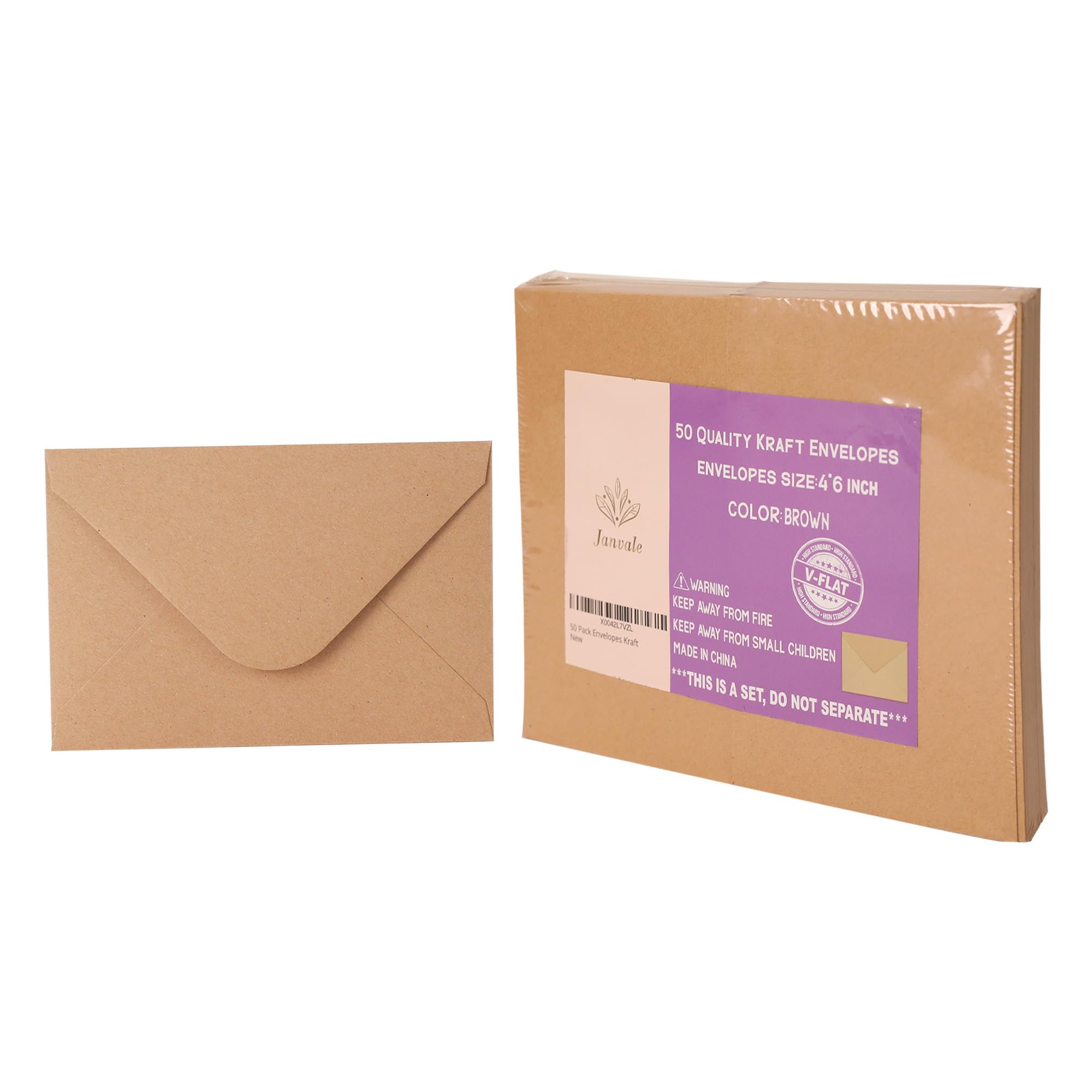 V-Flap Kraft Paper Envelopes 4x6 Inches (50 Pack) - A4 Size, Brown Card Envelopes for Invitations, Postcards & Greeting Cards - Eco-Friendly Water-Based Adhesive & Gummed Flap - Perfect for Wedding Invites, Business Mail & DIY Craft Projects
