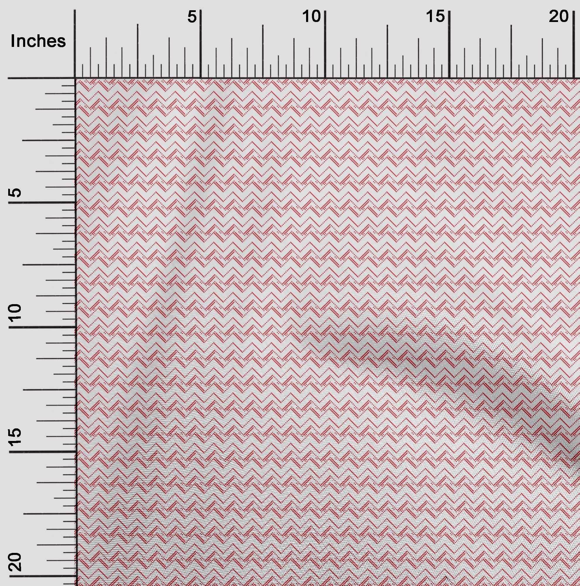 oneOone Polyester Lycra Fabric - Pastel Red Chevron Geometric Print Dress Material (56 Inch Wide) | Perfect for DIY Dresses, Skirts, and Home Decor Projects