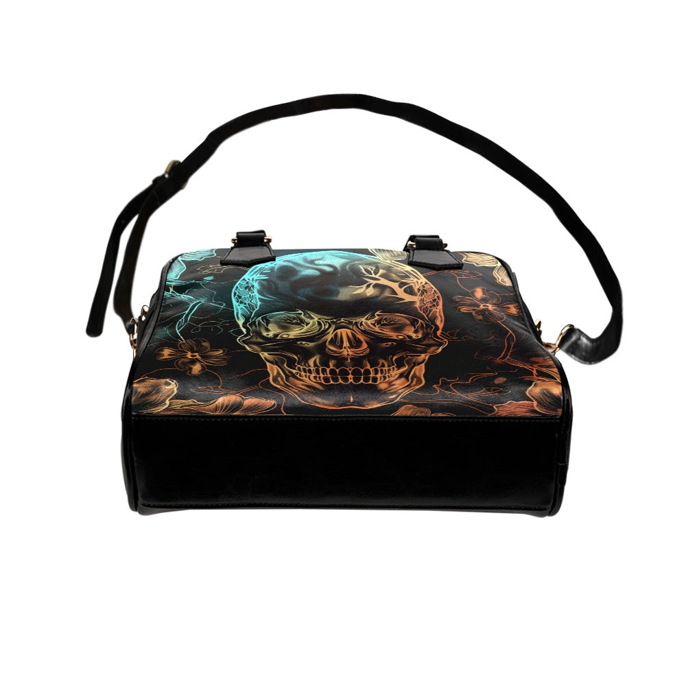 Gothic Ink Skull Print Shoulder Bag for Women - Trendy Crossbody Purse for Casual Outfits, Parties & Halloween