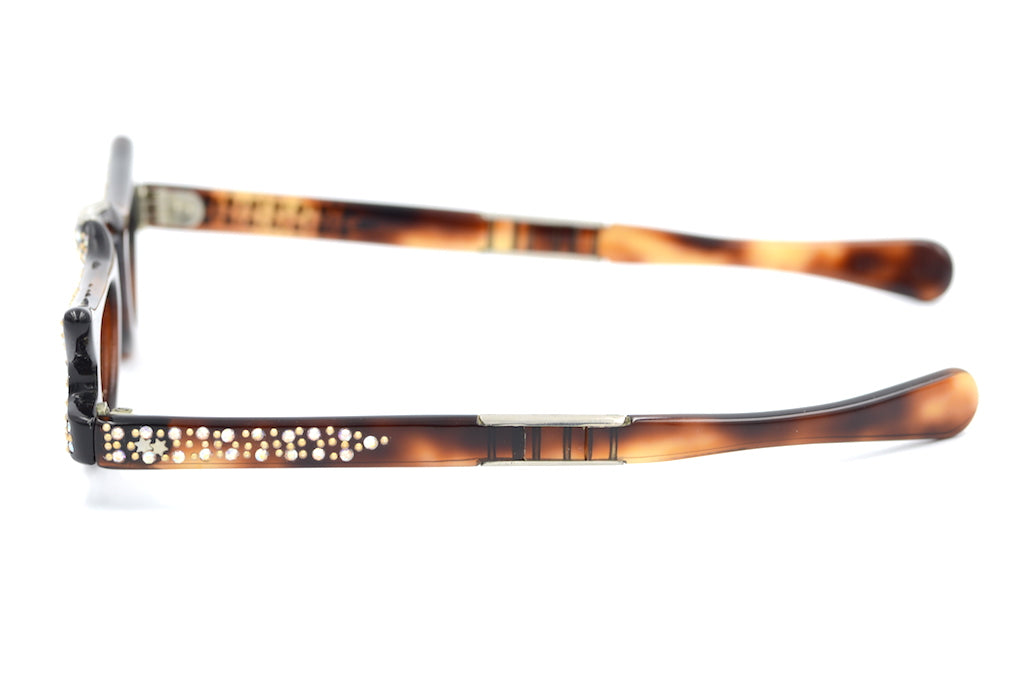 Diamanté Foldable Reading Glasses Brown - Stylish & Portable for Travel, Work, and Everyday Use