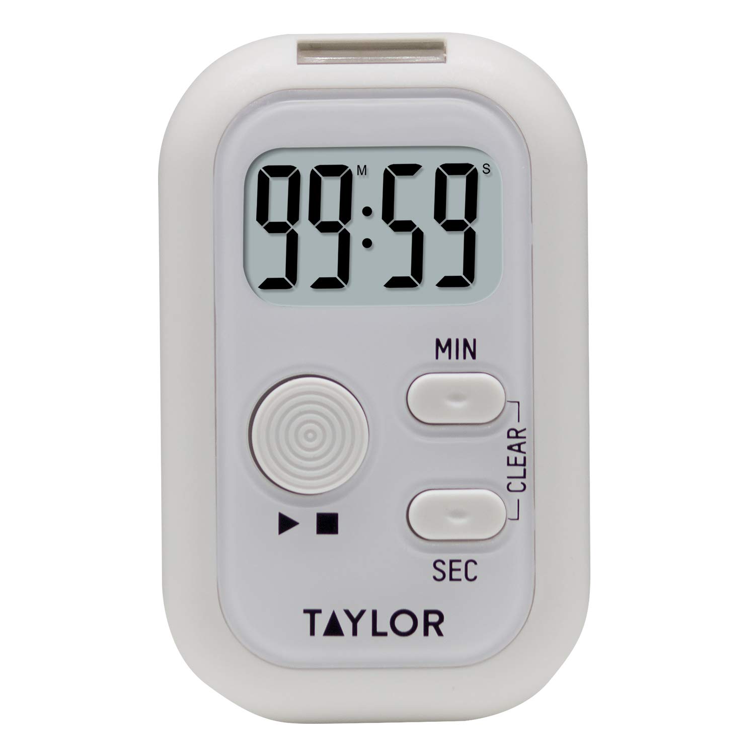 Taylor Multi-Alert Digital Timer with Sound, Light & Vibration - White Standard Size for Kitchen, Classroom & Office Use