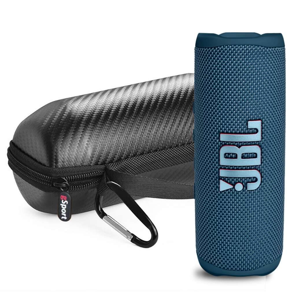 JBL FLIP 6 Waterproof Bluetooth Speaker - Portable Wireless Speaker with 12 Hours Playtime, IP67 Rating, Bundle Includes gSport Carbon Fiber Case (Blue) - Perfect for Beach, Pool, Hiking & Outdoor Adventures