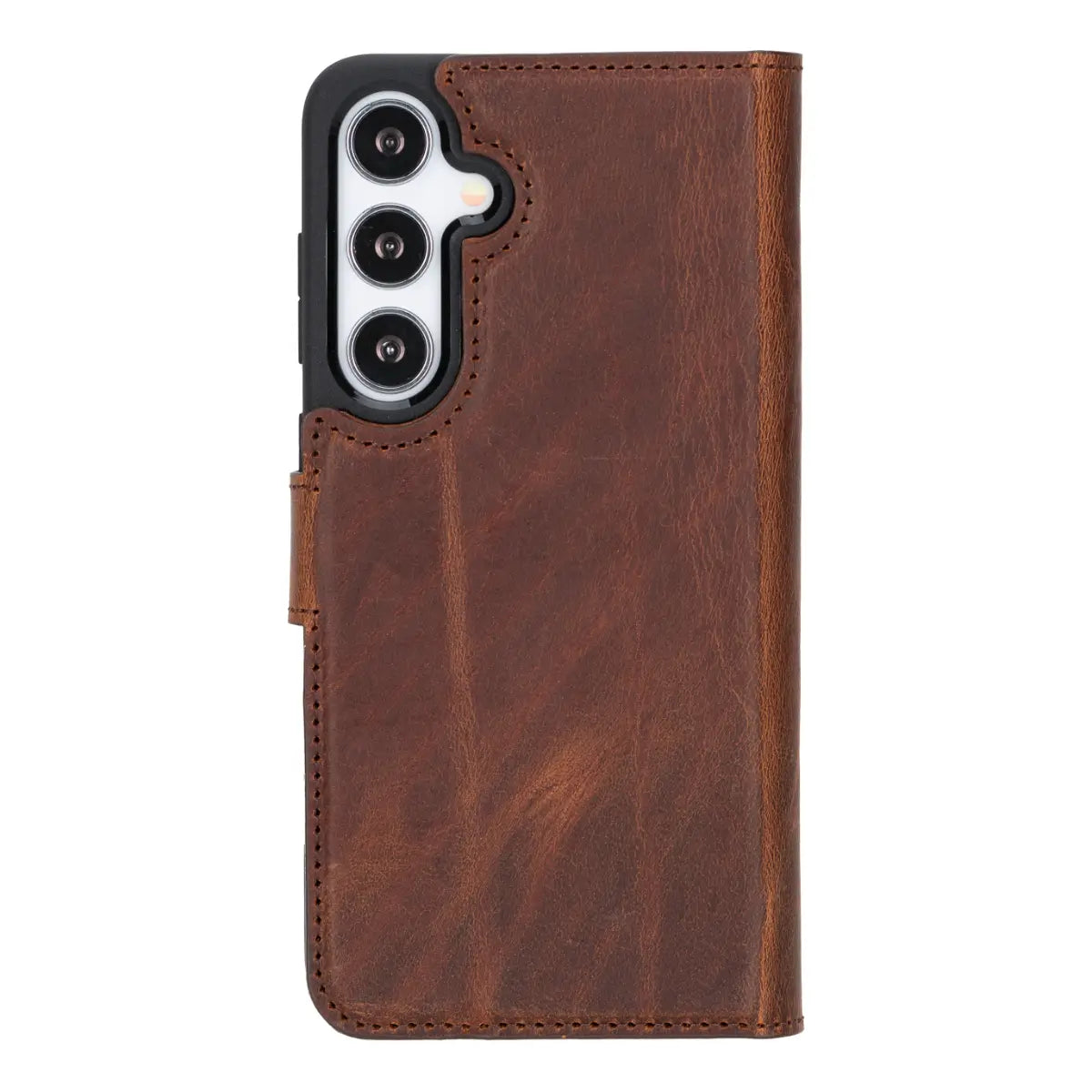 Distressed Brown Magnetic Leather Wallet Case for Samsung Galaxy S25 Plus - Slim Protective Cover with Card Holder & RFID Blocking - Perfect for Everyday Use, Travel & Business (Galaxy S25 Plus)