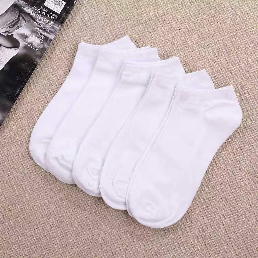 HIGOU Cotton Sports Socks for Women & Men - Breathable Athletic Short Socks with Heel Shield (5 Pairs, White, One Size) - Perfect for Running, Gym Workouts & Daily Comfort