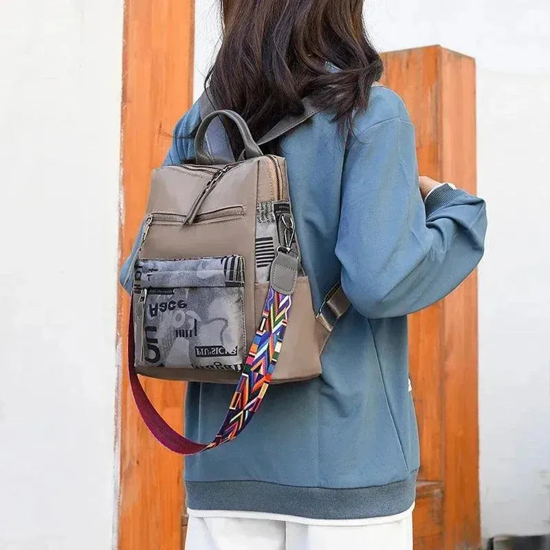 Stylish Patchwork Oxford Women's Backpack - Durable Laptop Bag for College, Work & Travel | Trendy School Backpack for Students & Professionals