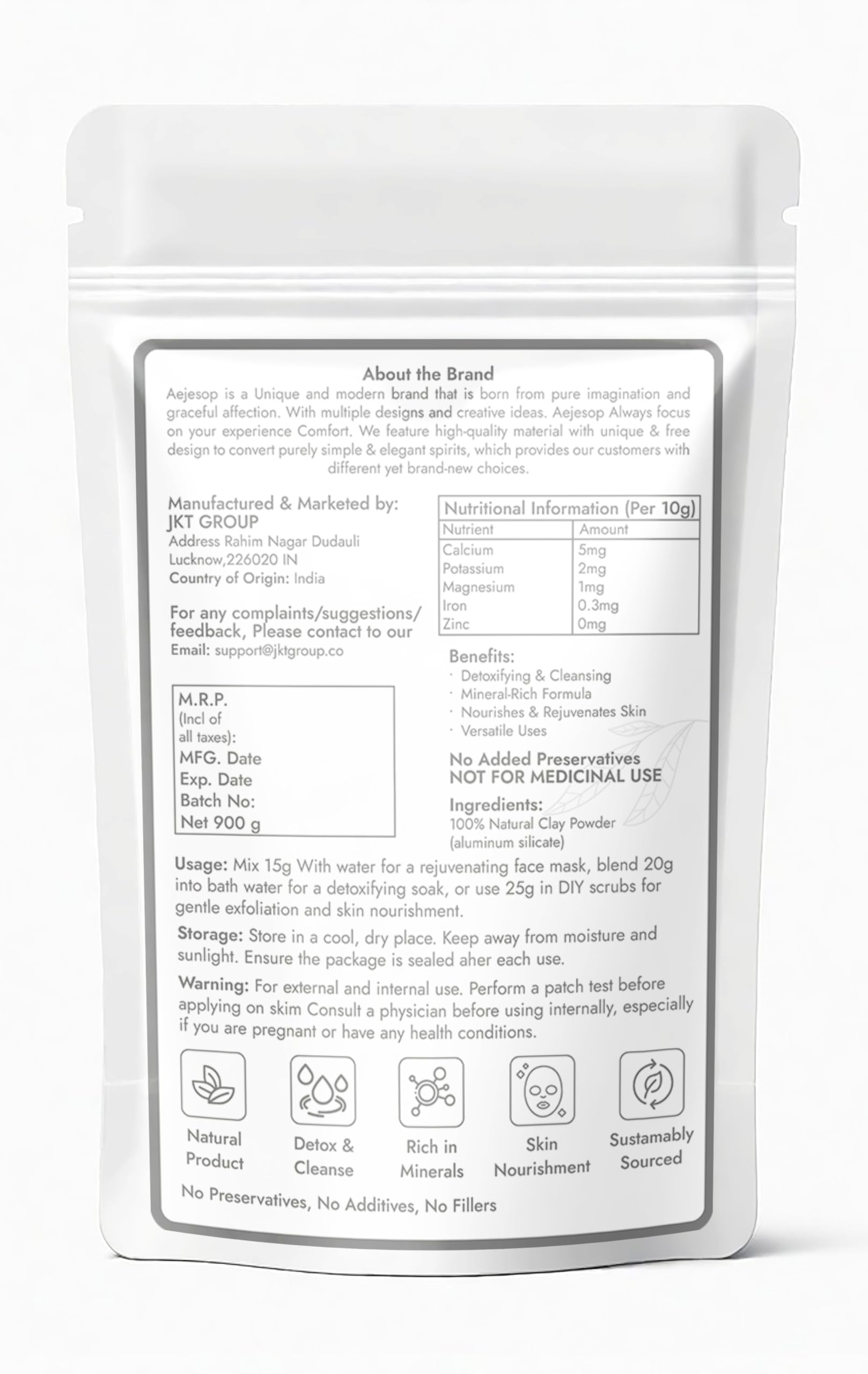 Premium Kaolin Clay Powder for Skin & Hair - 31.7 oz (900g) Natural White Cosmetic Clay for Face Masks, DIY Soap Making & Detox Treatments - Ideal for Spa, Beauty & Craft Projects