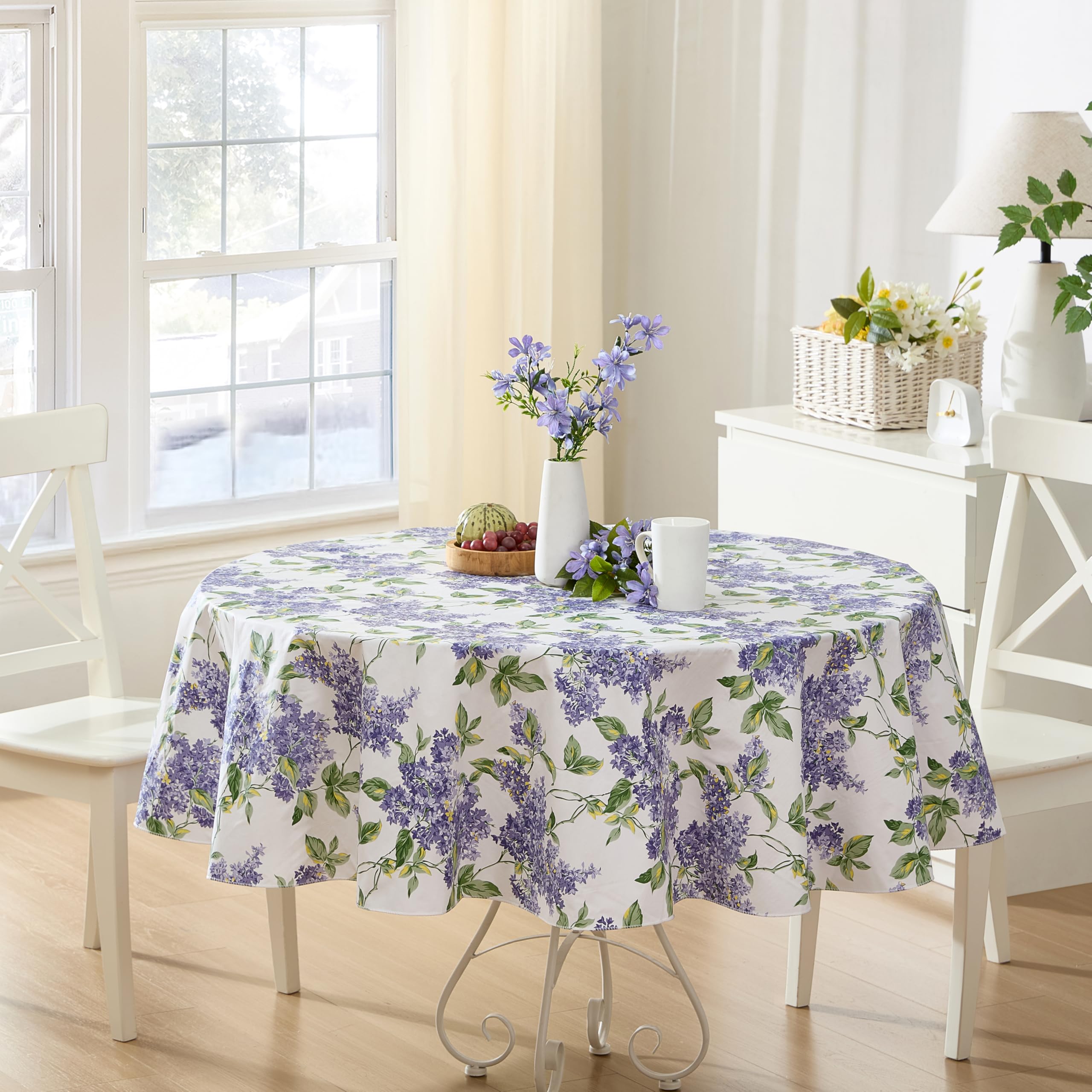 Lilac Fields Heavy 4 Gauge Vinyl Flannel Backed Tablecloth - 70