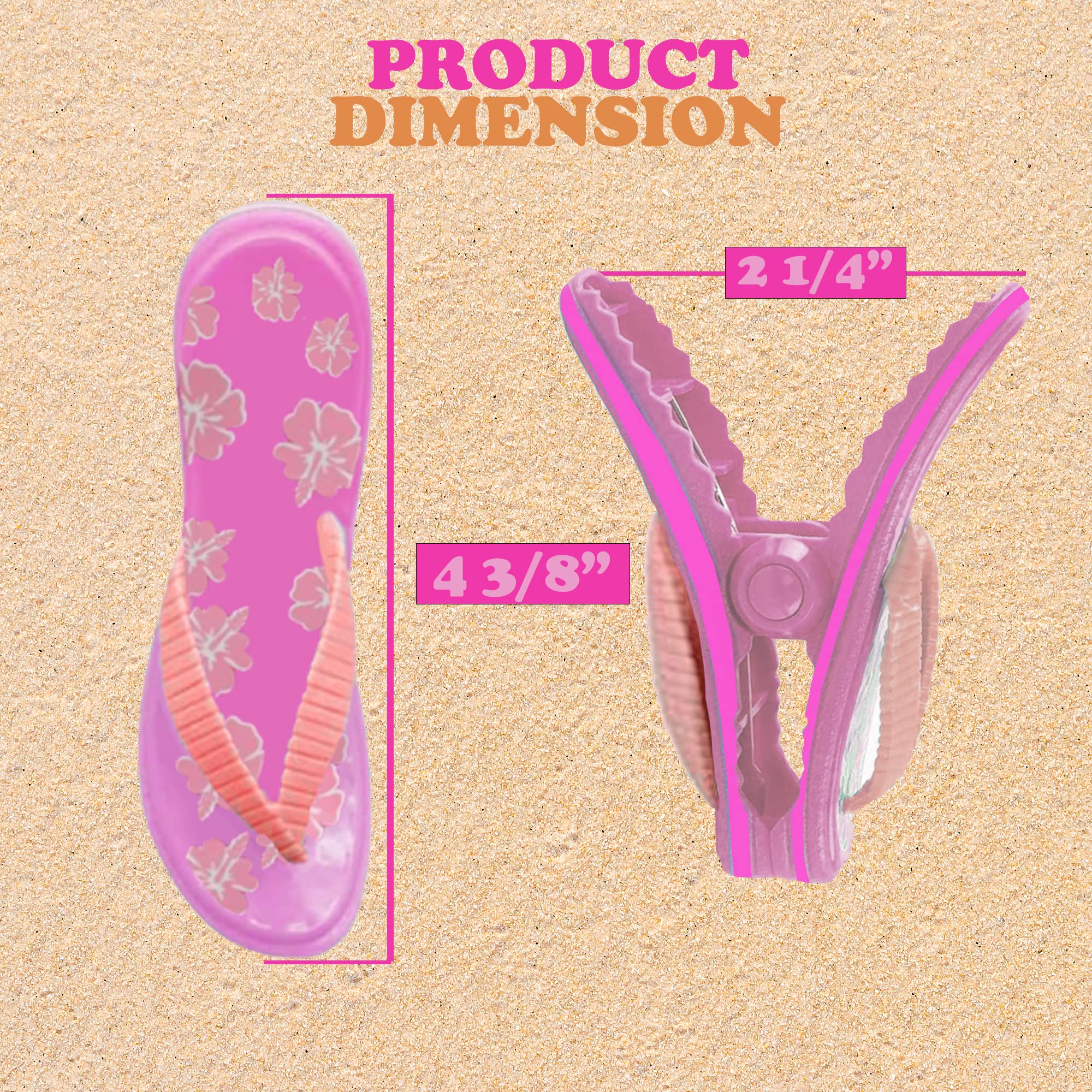 PERFORMORE 2-Pack Flip Flop Beach Towel Clips - Secure Portable Towel Holder for Beach, Pool, Boat & Lounge Chairs - Waterproof Patio Deck Accessories (Pink) | Perfect for Vacation, Cruise & Outdoor Relaxation