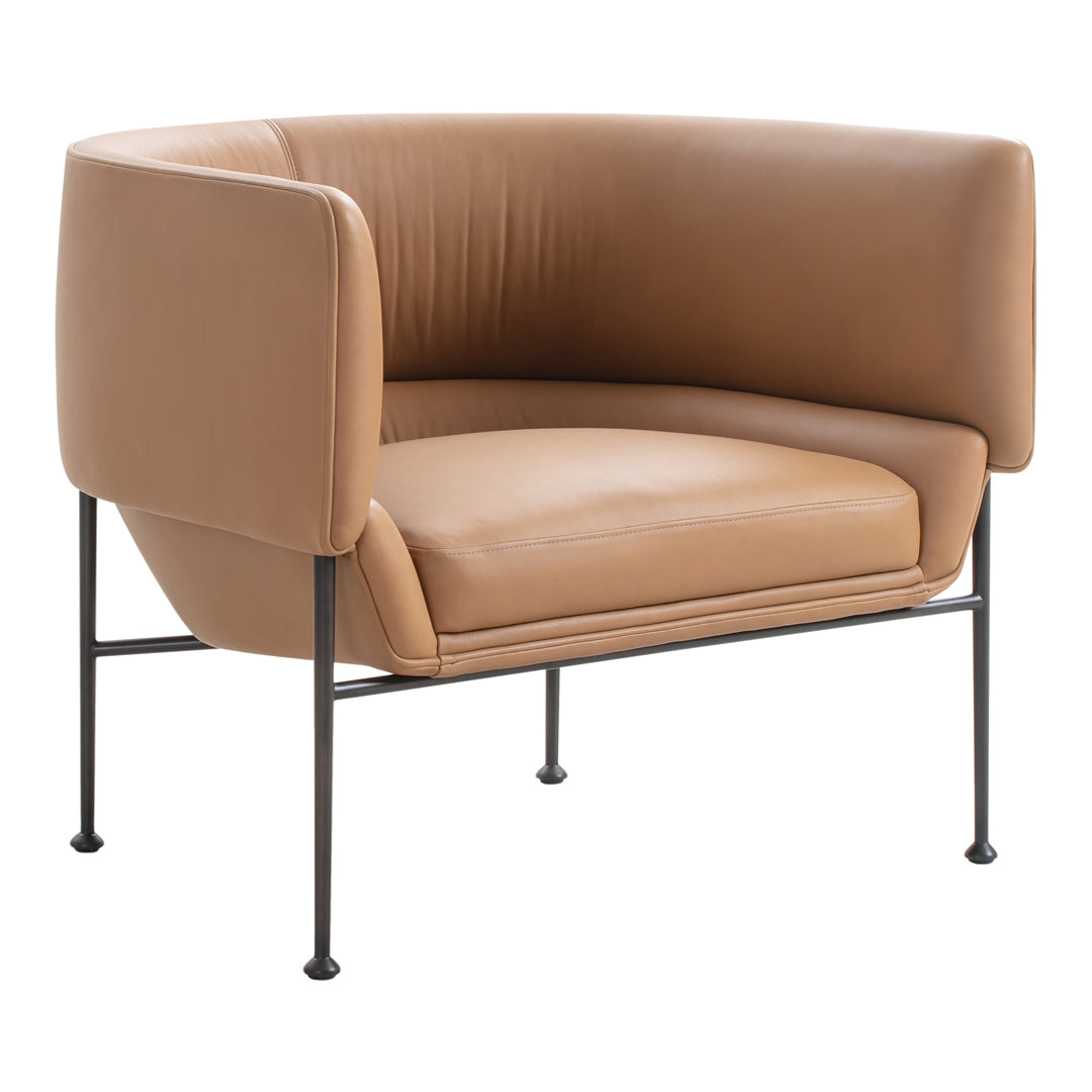 Modern Accent Collar Lounge Chair - Mid Century Style Upholstered Armchair for Living Room, Bedroom & Office - Comfortable Reading Chair with High Back Support